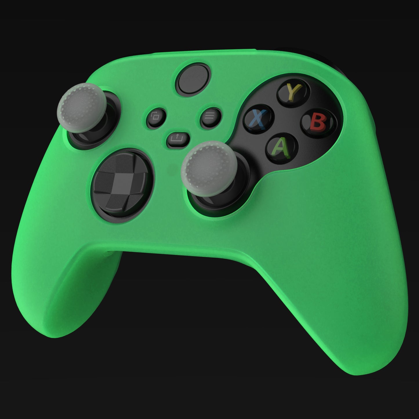 PlayVital Pure Series Anti-slip Silicone Cover Skin with Thumb Grip Caps for Xbox Series X/S Controller & Xbox Core Wireless Controller - Glow in Dark - Green - BLX3029 PlayVital