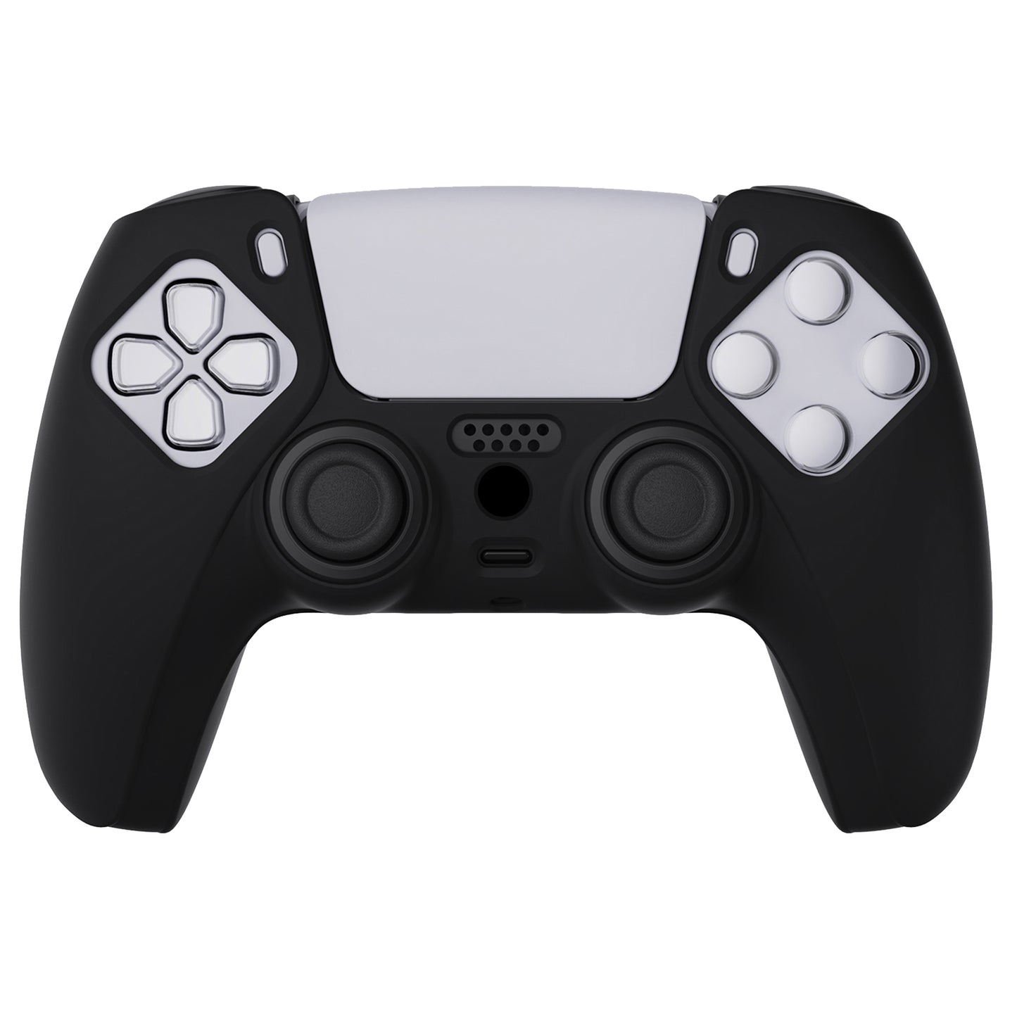 PlayVital Pure Series Anti-Slip Silicone Cover Skin with Thumb Grip Caps for PS5 Wireless Controller - Black - KOPF001 PlayVital