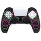 PlayVital Pure Series Dockable Model Anti-Slip Silicone Cover Skin with Thumb Grip Caps for PS5 Wireless Controller - Compatible with Charging Station - Carving Skull Pink & Green - EKPFL001 PlayVital