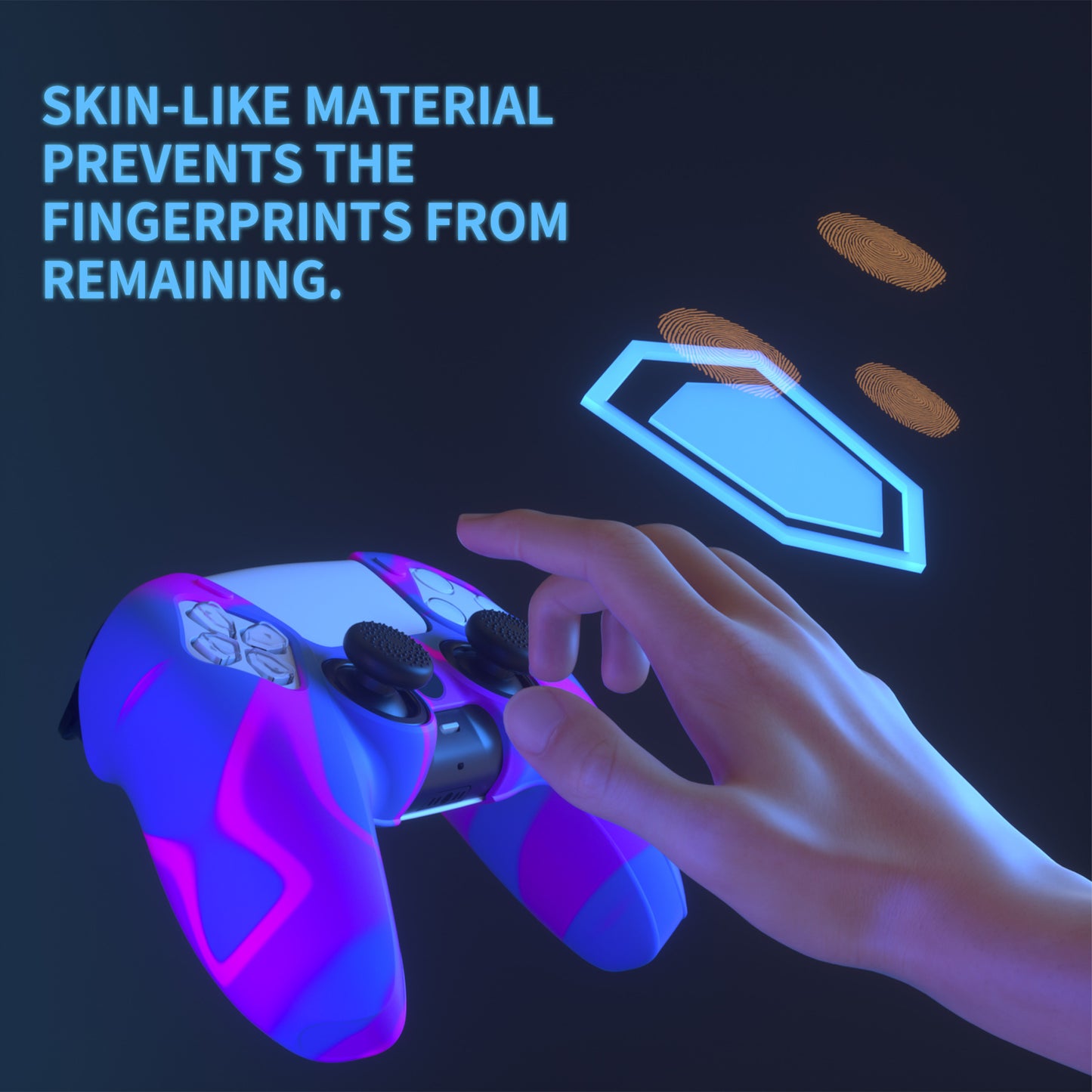 PlayVital Pure Series Dockable Model Anti-Slip Silicone Cover Skin with Thumb Grip Caps for PS5 Wireless Controller - Compatible with Charging Station - Pink & Purple & Blue - EKPFP003 PlayVital