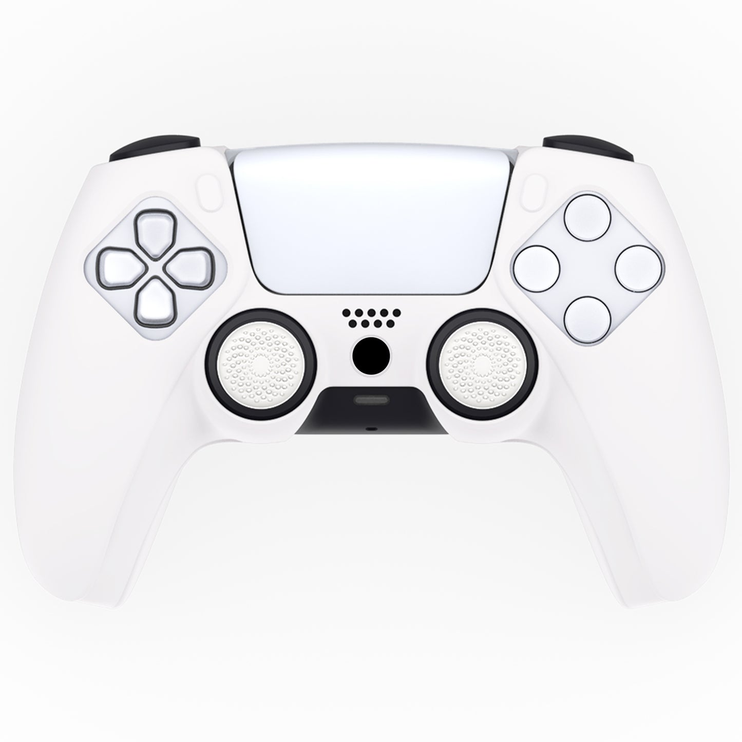 PlayVital Pure Series Dockable Model Anti-Slip Silicone Cover Skin with Thumb Grip Caps for PS5 Wireless Controller - Compatible with Charging Station - White - EKPFP002 PlayVital