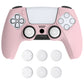 PlayVital Pure Series Dockable Model Anti-Slip Silicone Cover Skin with Thumb Grip Caps for PS5 Wireless Controller - Compatible with Charging Station - Cherry Blossoms Pink - EKPFP007 PlayVital