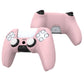 PlayVital Pure Series Dockable Model Anti-Slip Silicone Cover Skin with Thumb Grip Caps for PS5 Wireless Controller - Compatible with Charging Station - Cherry Blossoms Pink - EKPFP007 PlayVital