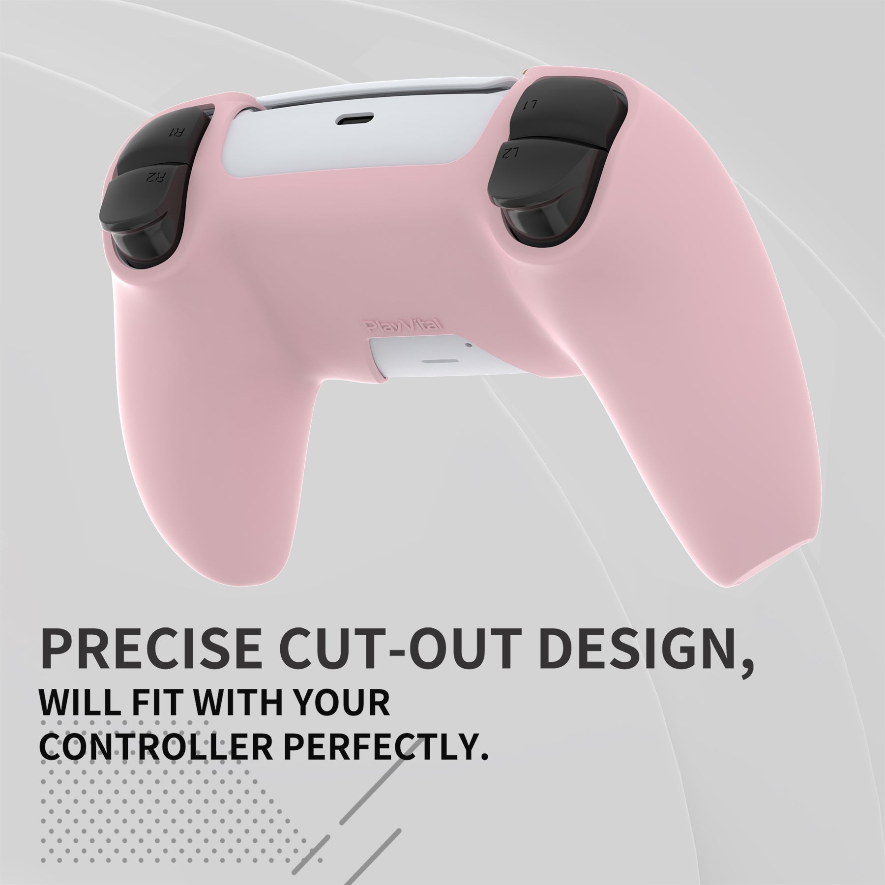 PlayVital Pure Series Dockable Model Anti-Slip Silicone Cover Skin with Thumb Grip Caps for PS5 Wireless Controller - Compatible with Charging Station - Cherry Blossoms Pink - EKPFP007 PlayVital