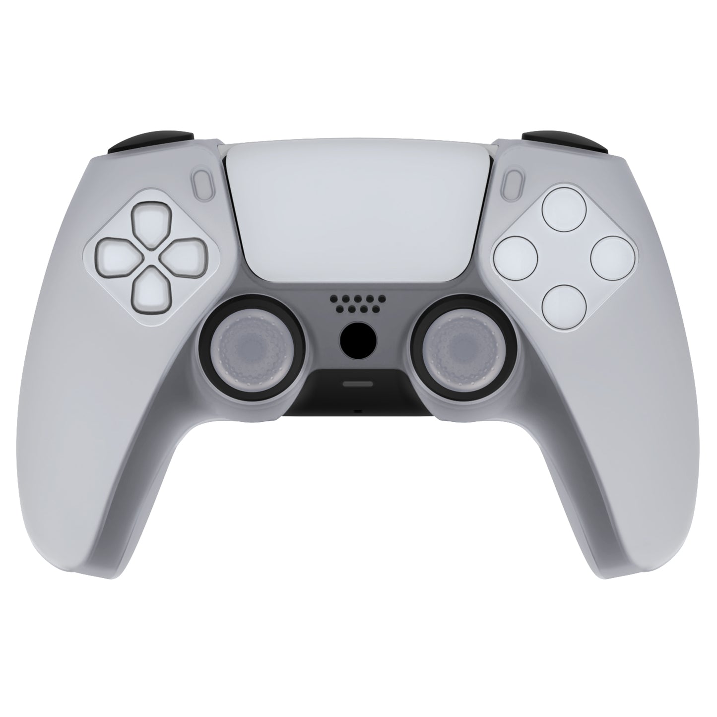 PlayVital Pure Series Dockable Model Anti-Slip Silicone Cover Skin with Thumb Grip Caps for PS5 Wireless Controller - Compatible with Charging Station - Clear White - EKPFP008 PlayVital