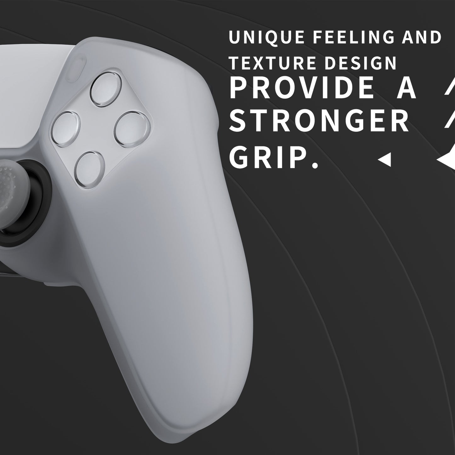 PlayVital Pure Series Dockable Model Anti-Slip Silicone Cover Skin with Thumb Grip Caps for PS5 Wireless Controller - Compatible with Charging Station - Clear White - EKPFP008 PlayVital