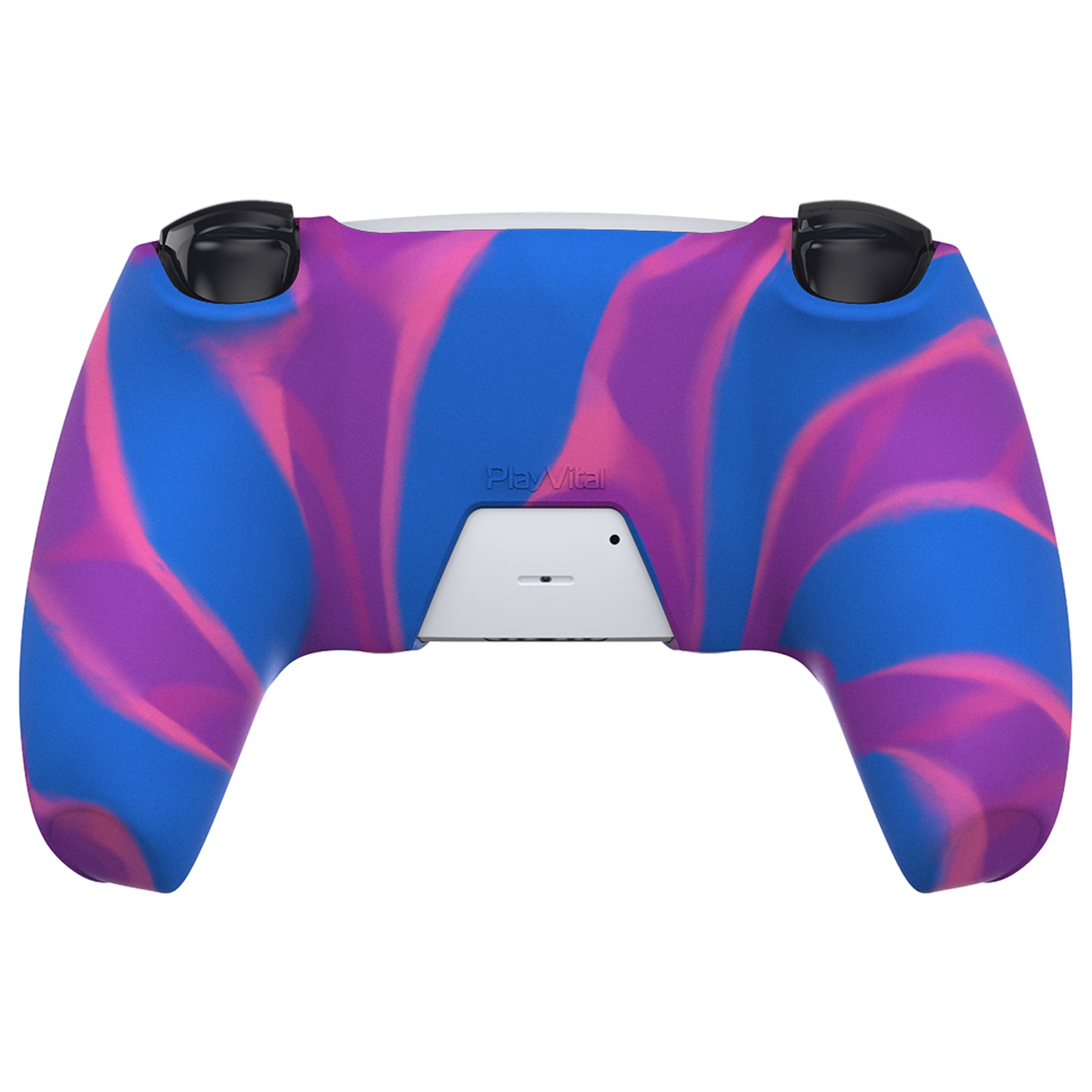 PlayVital Pure Series Dockable Model Anti-Slip Silicone Cover Skin with Thumb Grip Caps for PS5 Wireless Controller - Compatible with Charging Station - Pink & Purple & Blue PlayVital