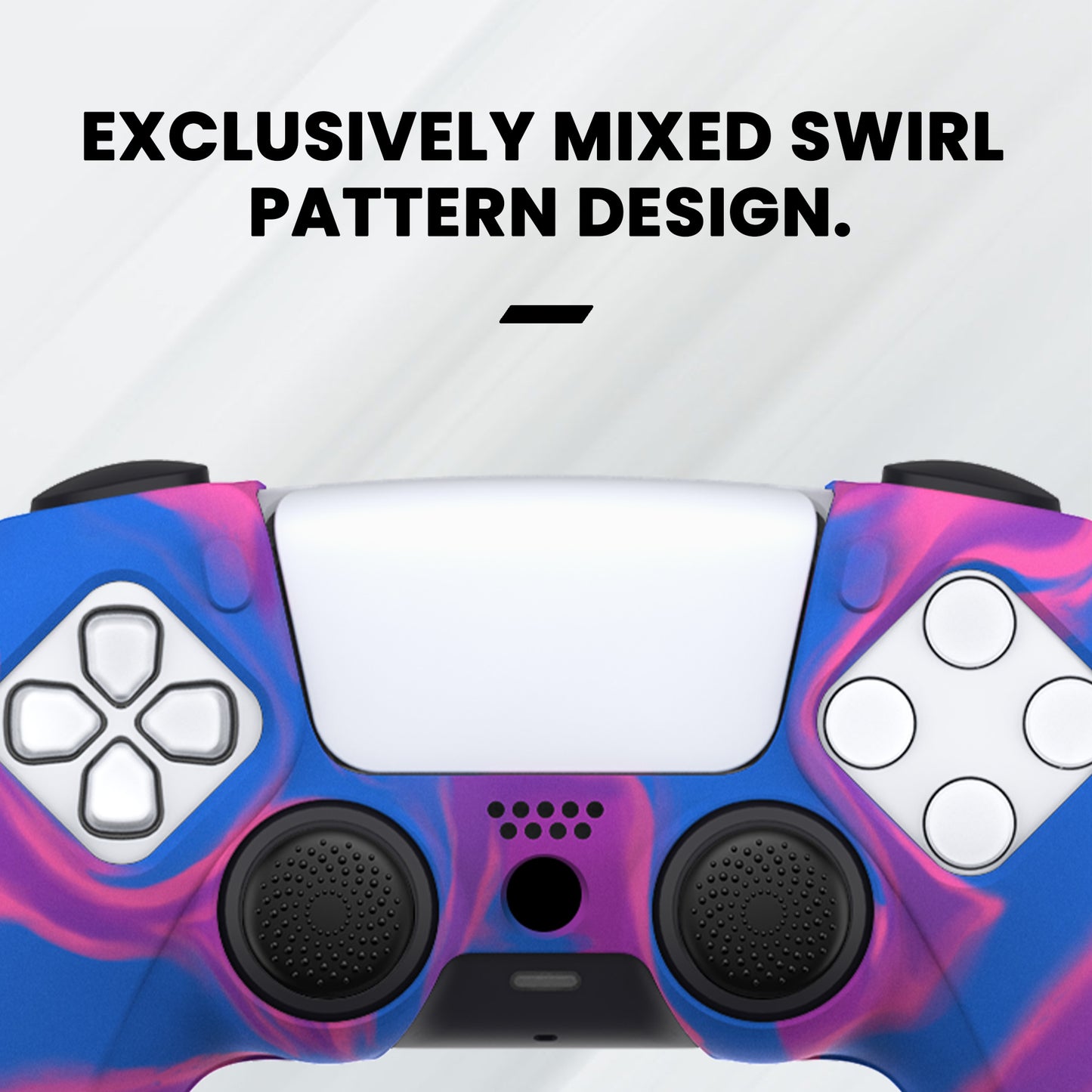 PlayVital Pure Series Dockable Model Anti-Slip Silicone Cover Skin with Thumb Grip Caps for PS5 Wireless Controller - Compatible with Charging Station - Pink & Purple & Blue PlayVital