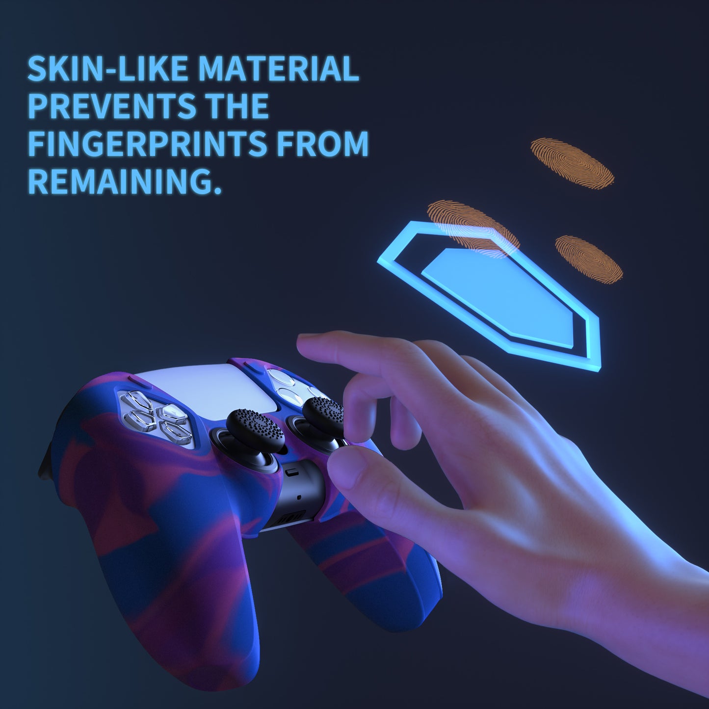 PlayVital Pure Series Dockable Model Anti-Slip Silicone Cover Skin with Thumb Grip Caps for PS5 Wireless Controller - Compatible with Charging Station - Pink & Purple & Blue PlayVital