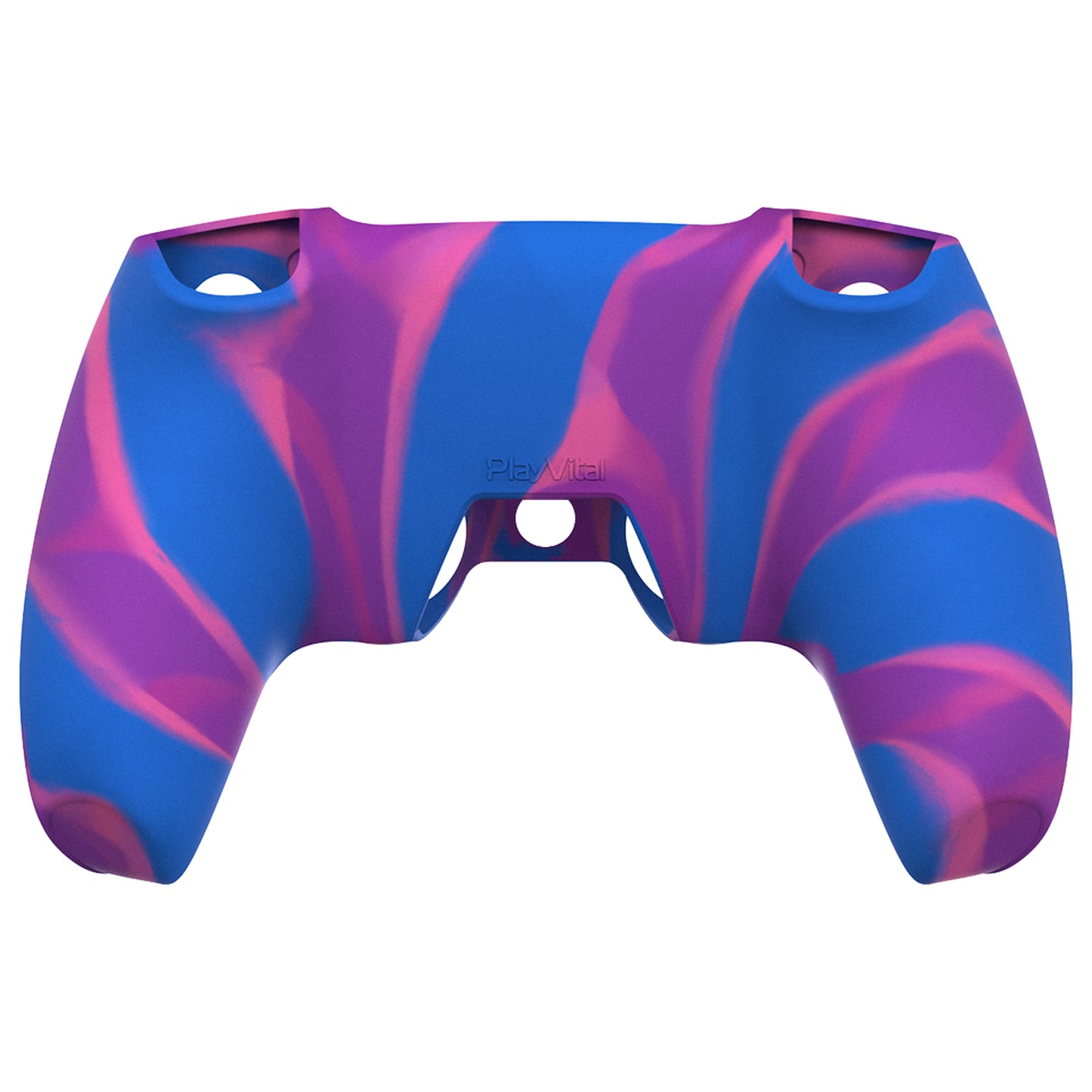 PlayVital Pure Series Dockable Model Anti-Slip Silicone Cover Skin with Thumb Grip Caps for PS5 Wireless Controller - Compatible with Charging Station - Pink & Purple & Blue PlayVital