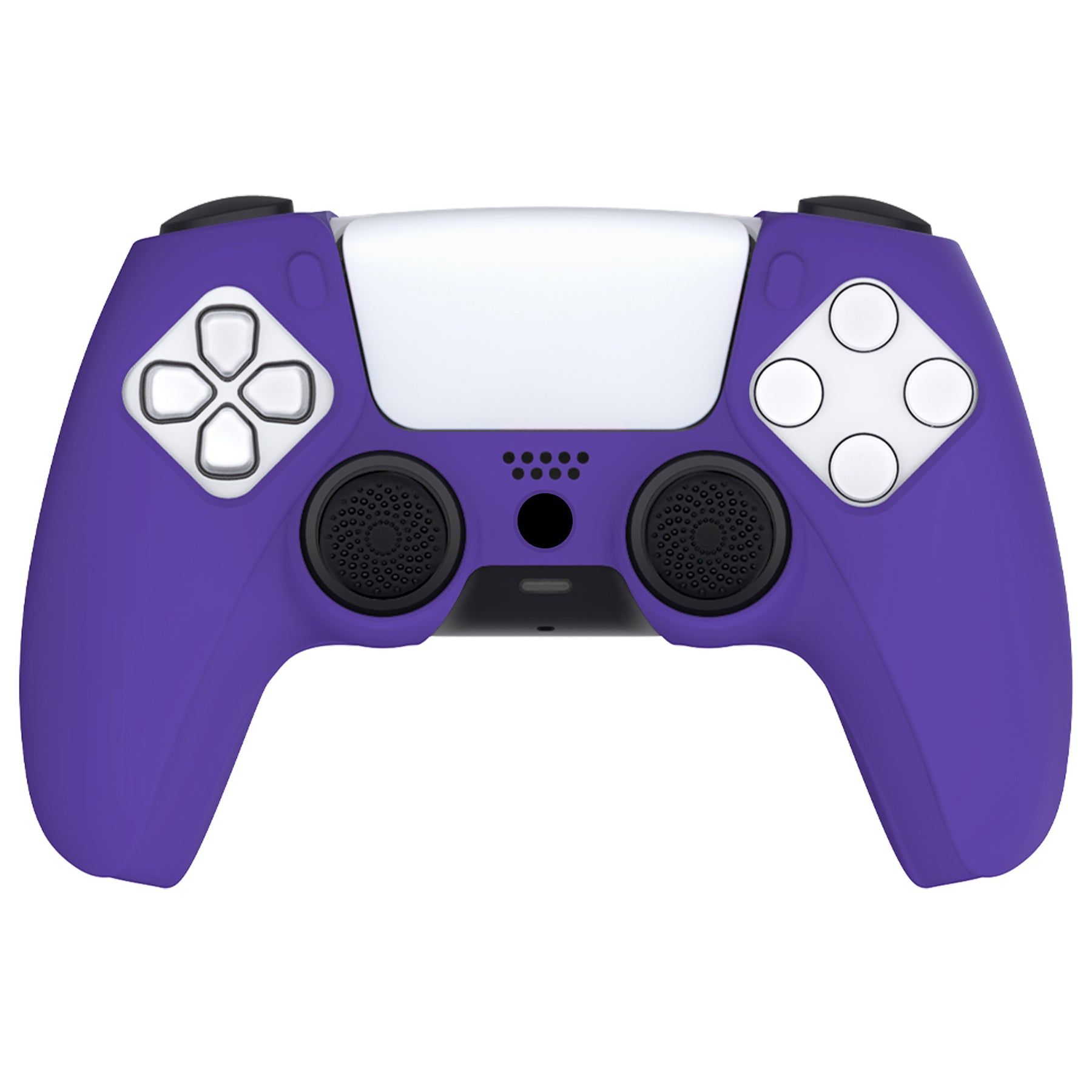 PlayVital Pure Series Ergonomic Anti-Slip Silicone Cover Skin with Thumb Grip Caps for PS5 Wireless Controller - Compatible with Charging Station - Purple - EKPFP006 PlayVital