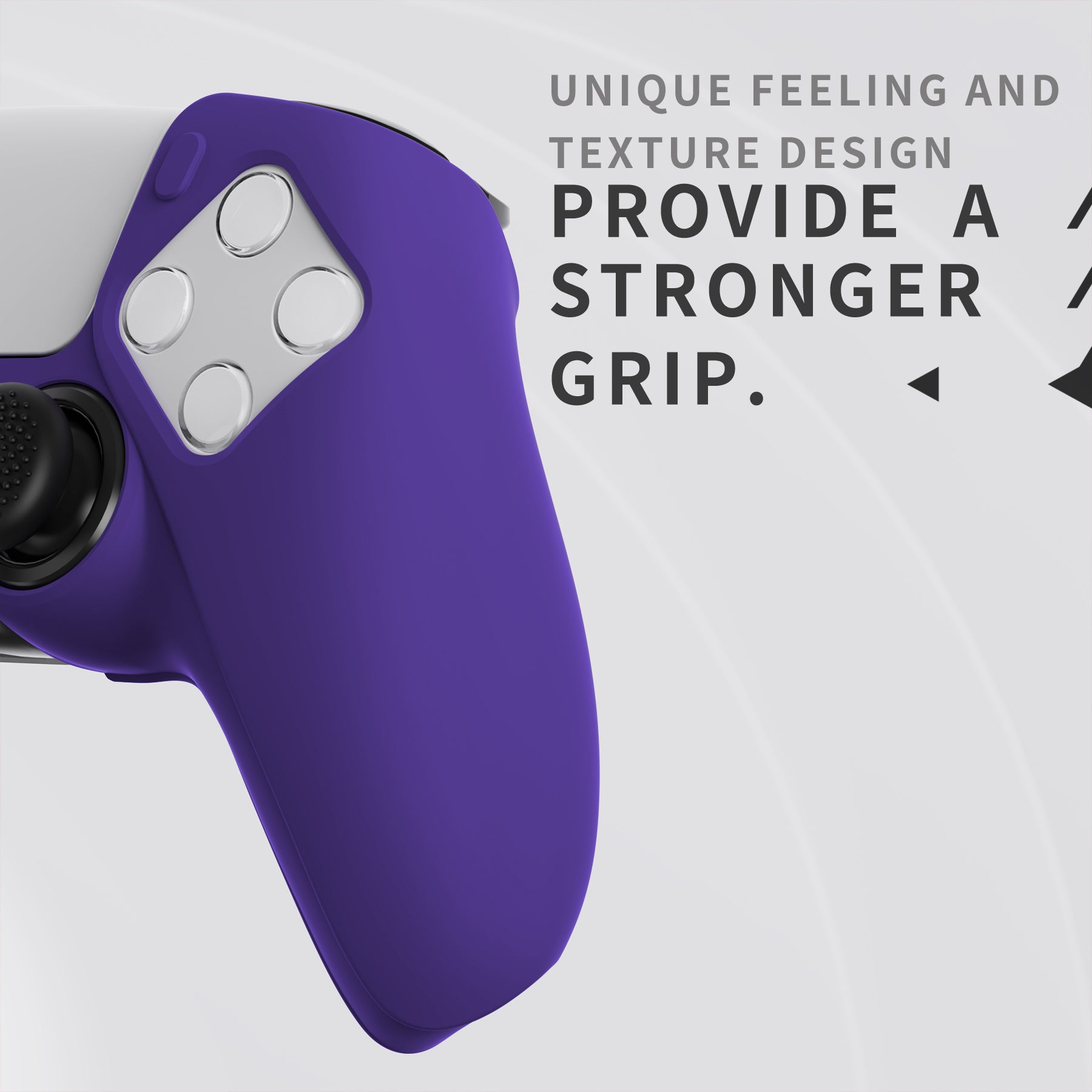 PlayVital Pure Series Ergonomic Anti-Slip Silicone Cover Skin with Thumb Grip Caps for PS5 Wireless Controller - Compatible with Charging Station - Purple - EKPFP006 PlayVital