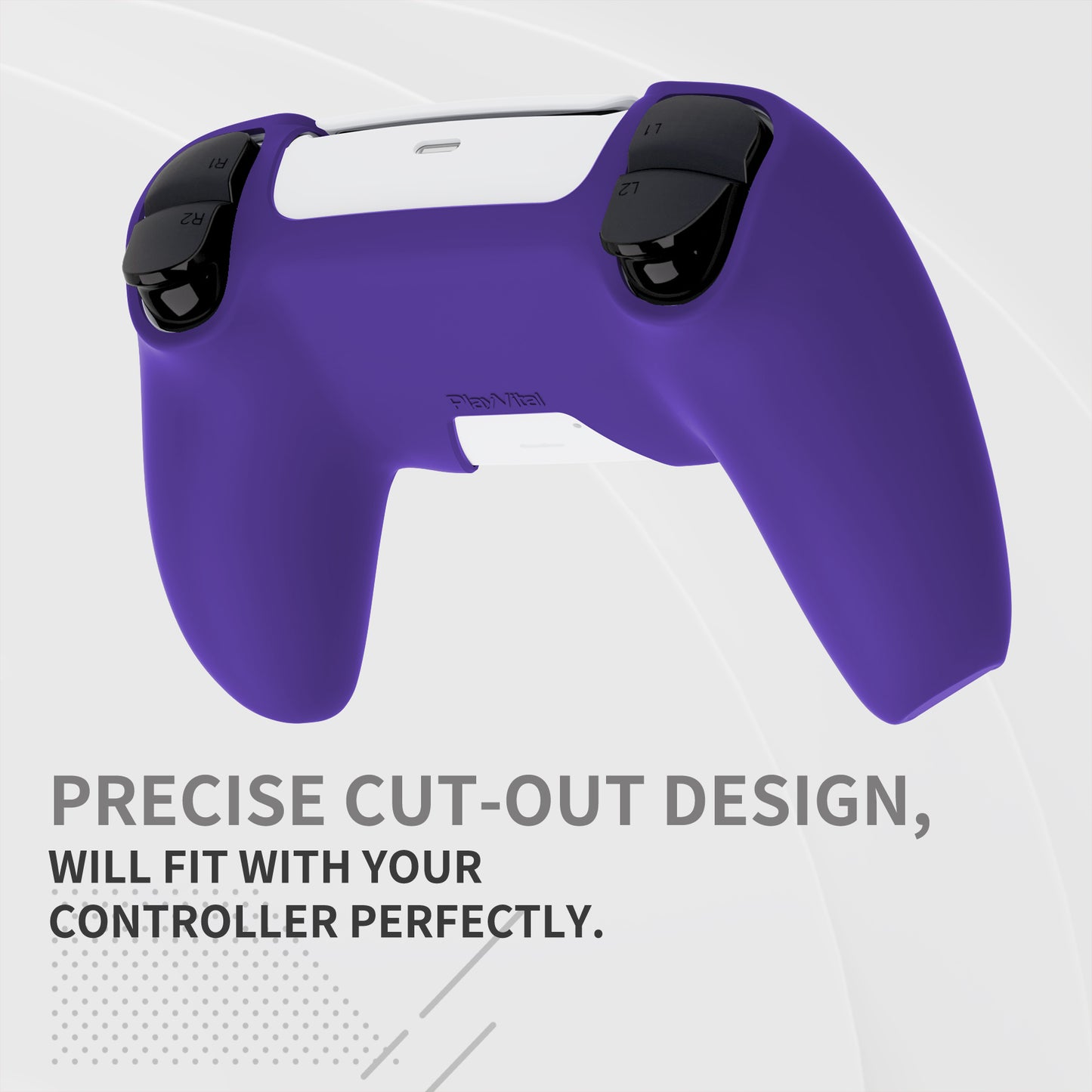 PlayVital Pure Series Ergonomic Anti-Slip Silicone Cover Skin with Thumb Grip Caps for PS5 Wireless Controller - Compatible with Charging Station - Purple - EKPFP006 PlayVital