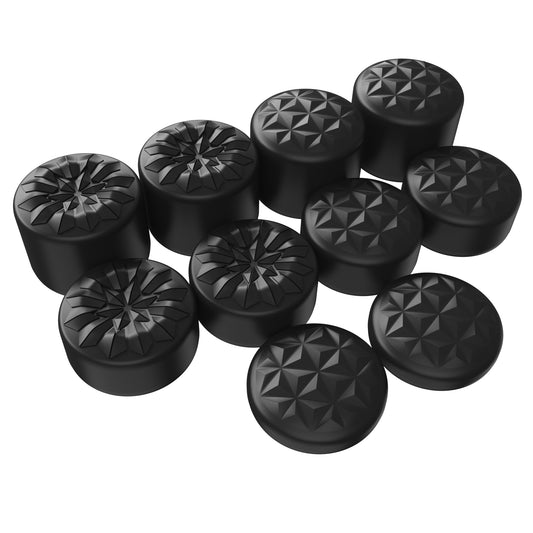 PlayVital 10 Pcs Ergonomic Thumbstick Grips for ps5, for ps4, QUANTUM Universal Pro Thumb Grip Caps for Xbox Series X/S, Xbox One/Elite Series 2, Switch Pro - with 3 Height Convex and Concave - Black - PJM2049 PlayVital