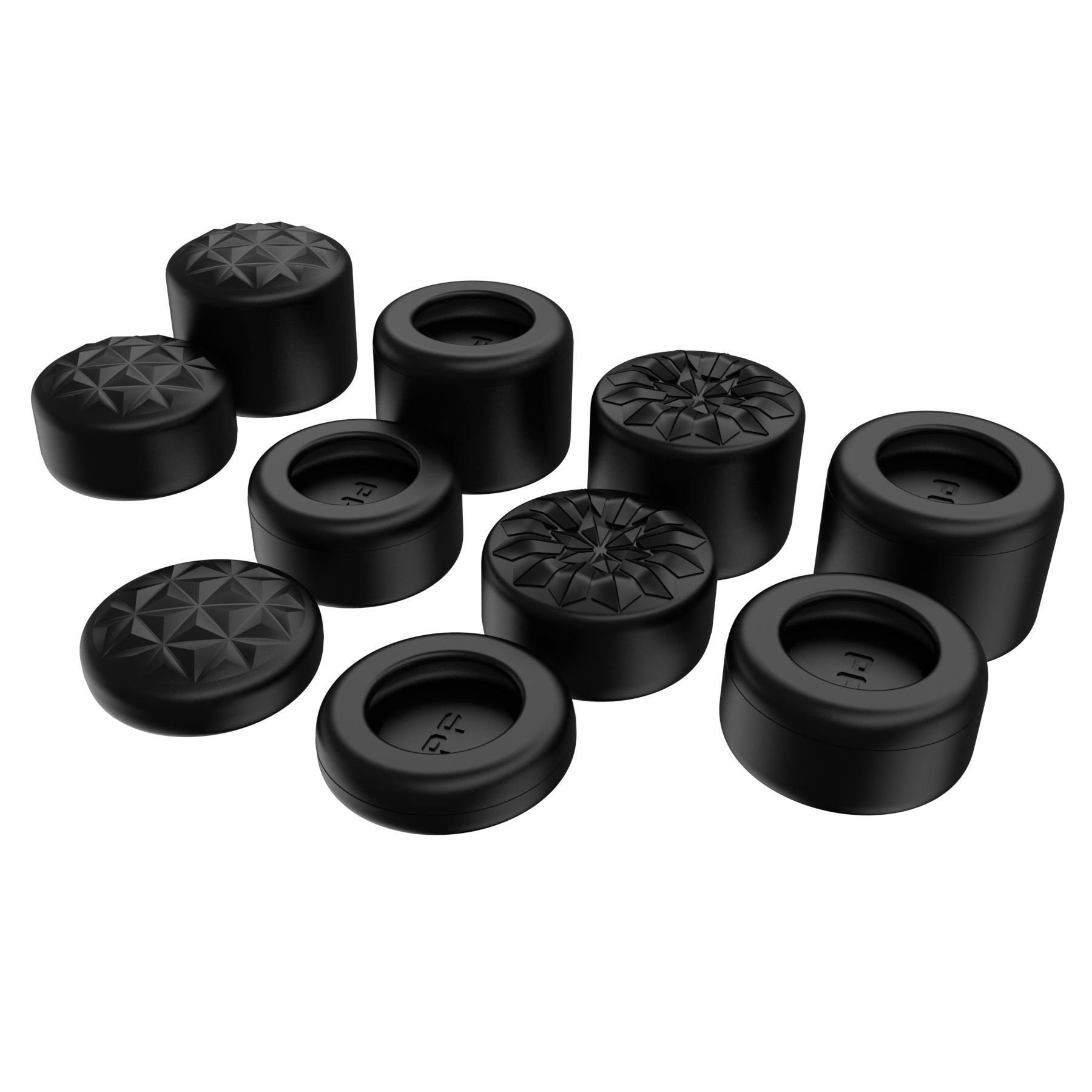 PlayVital 10 Pcs Ergonomic Thumbstick Grips for ps5, for ps4, QUANTUM Universal Pro Thumb Grip Caps for Xbox Series X/S, Xbox One/Elite Series 2, Switch Pro - with 3 Height Convex and Concave - Black - PJM2049 PlayVital