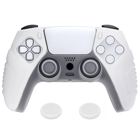PlayVital Raging Warrior Edition Anti-slip Silicone Cover Skin with Thumbstick Caps for PS5 Wireless Controller - Clear White - KZPF005 PlayVital