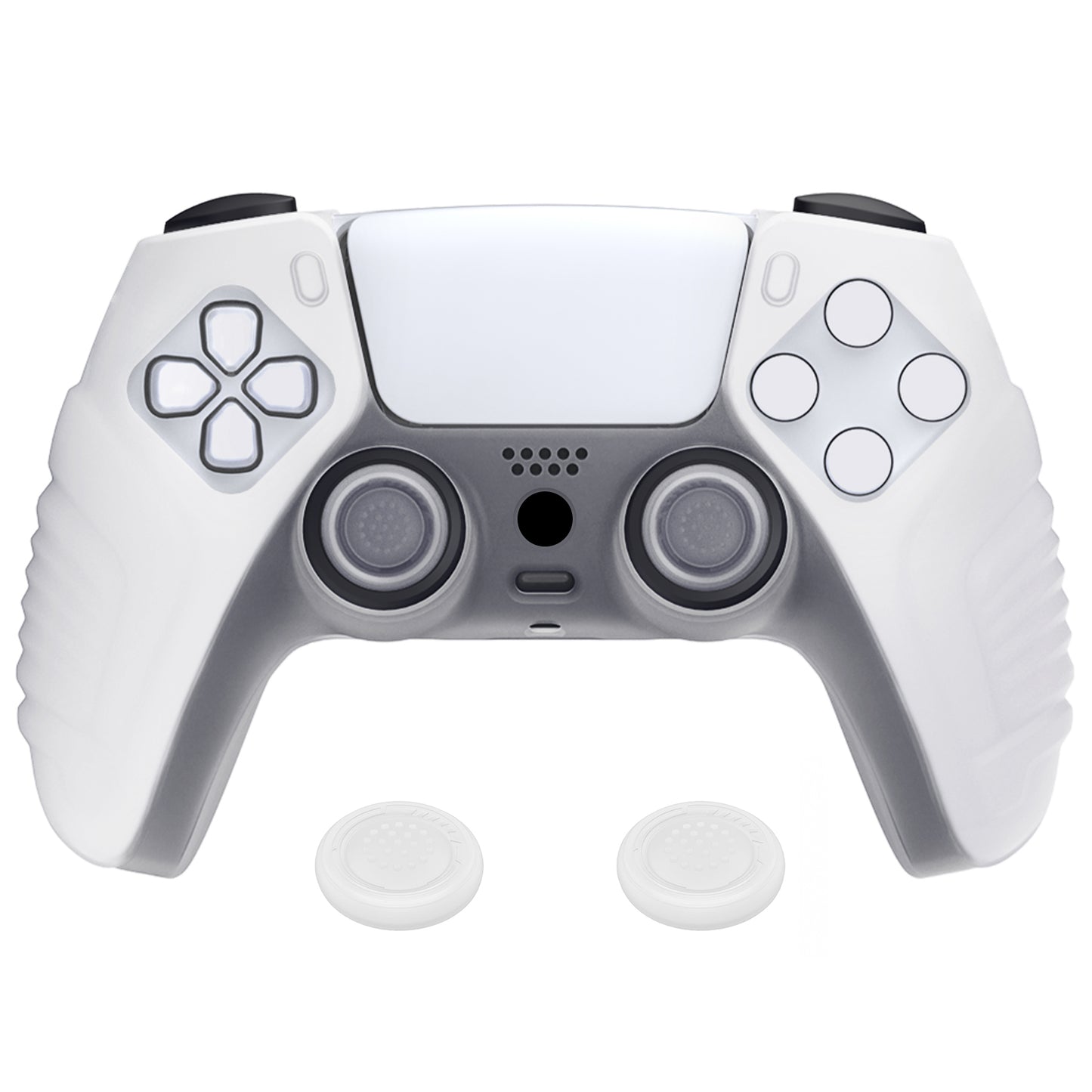 PlayVital Raging Warrior Edition Anti-slip Silicone Cover Skin with Thumbstick Caps for PS5 Wireless Controller - Clear White - KZPF005 PlayVital