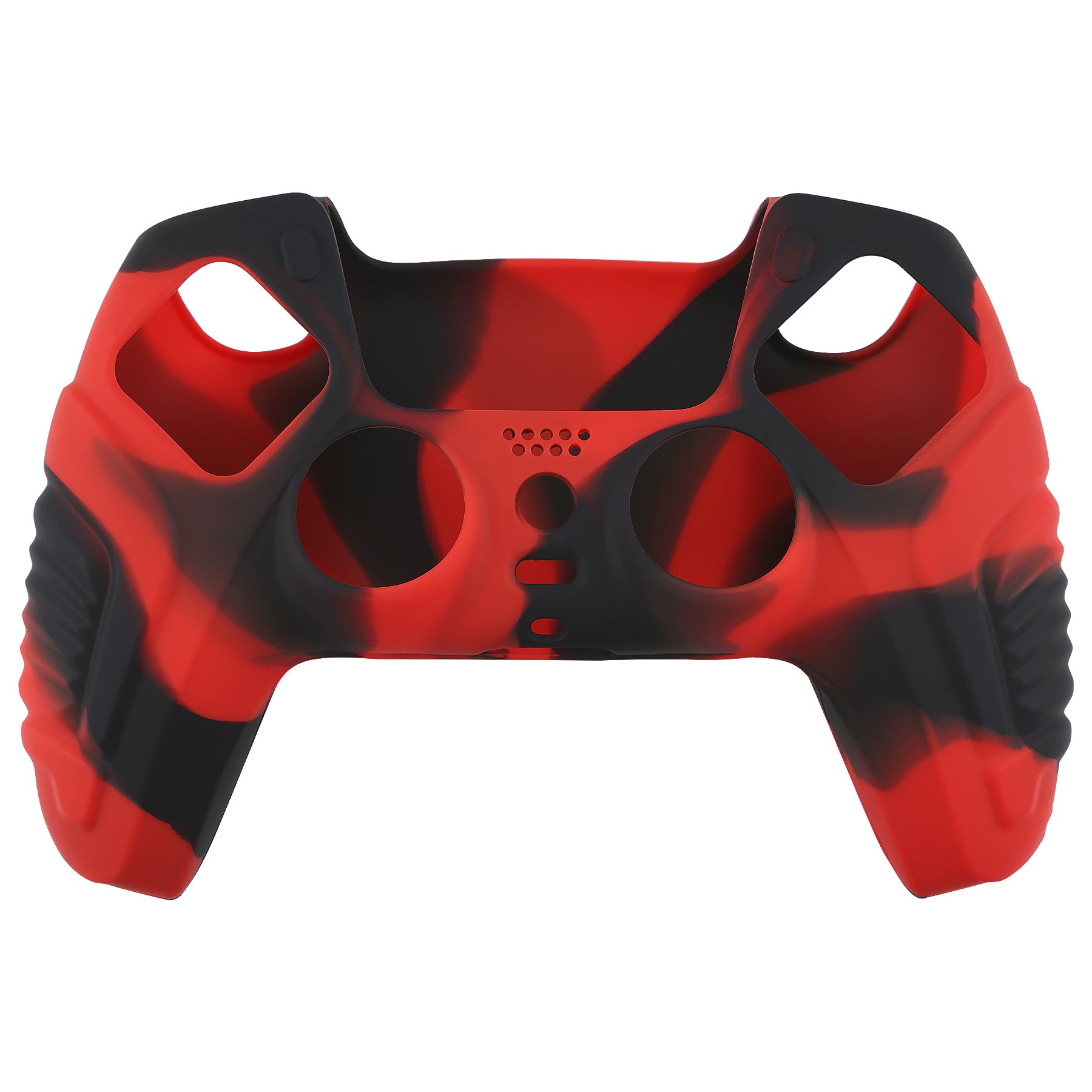 PlayVital Raging Warrior Edition Anti-slip Silicone Cover Skin with Thumbstick Caps for PS5 Wireless Controller - Red & Black - KZPF004 PlayVital
