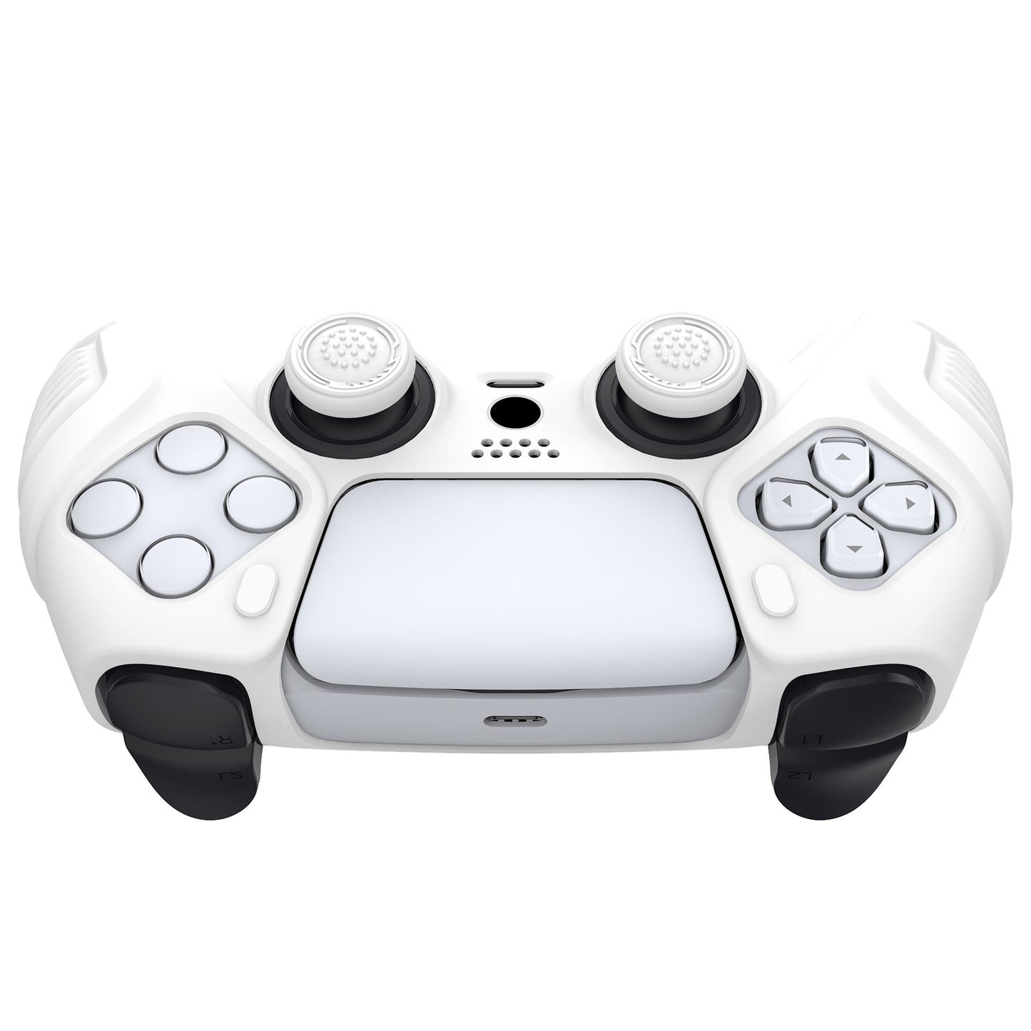 PlayVital Raging Warrior Edition Anti-slip Silicone Cover Skin with Thumbstick Caps for PS5 Wireless Controller - White - KZPF002 PlayVital