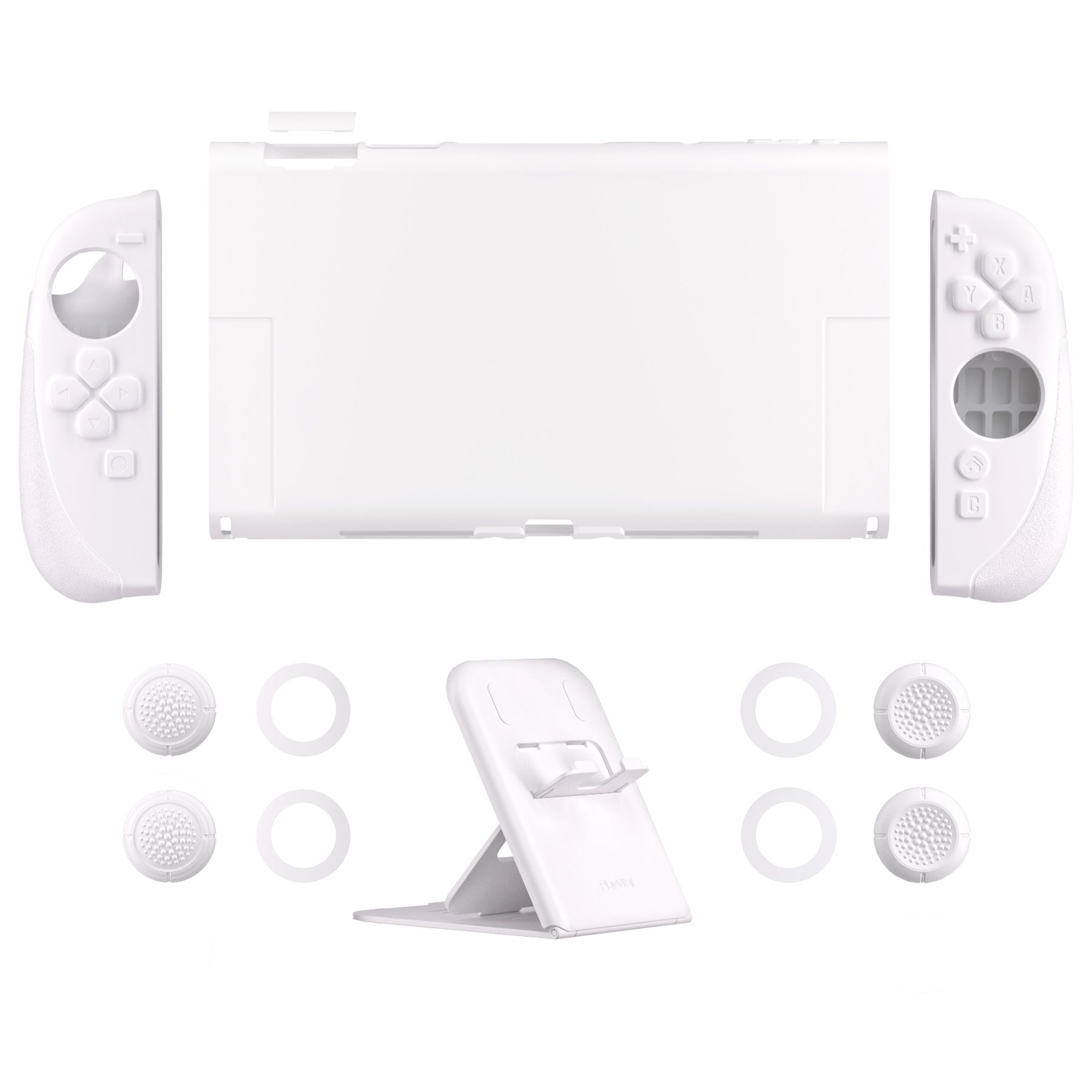 PlayVital Ranger Silicone Grip with Hard Console Cover for Nintendo Switch 2, Protective Case with Folding Stand & Thumb Grips Caps for Nintendo Switch 2 (2025) - White PlayVital