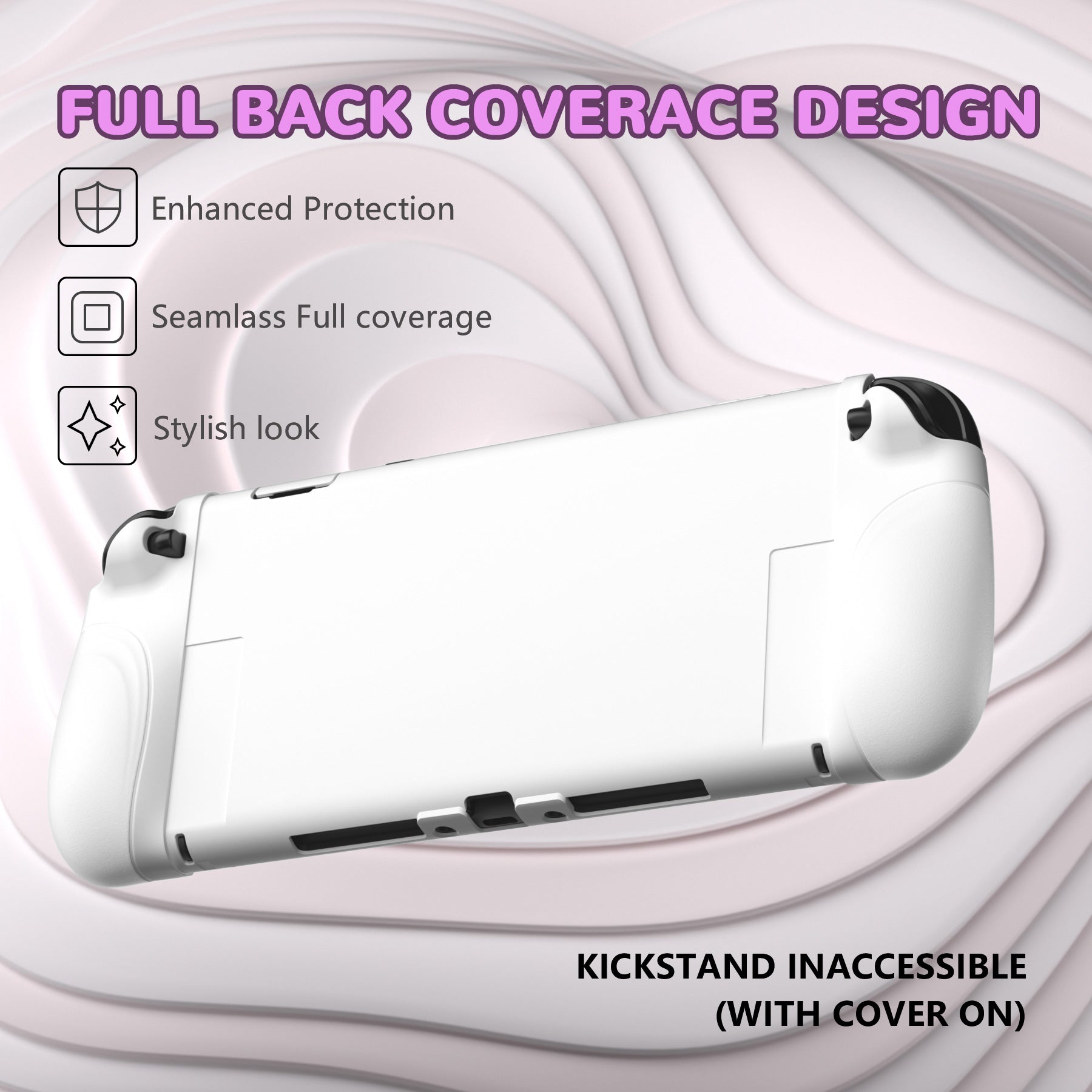 PlayVital Ranger Silicone Grip with Hard Console Cover for Nintendo Switch 2, Protective Case with Folding Stand & Thumb Grips Caps for Nintendo Switch 2 (2025) - White PlayVital