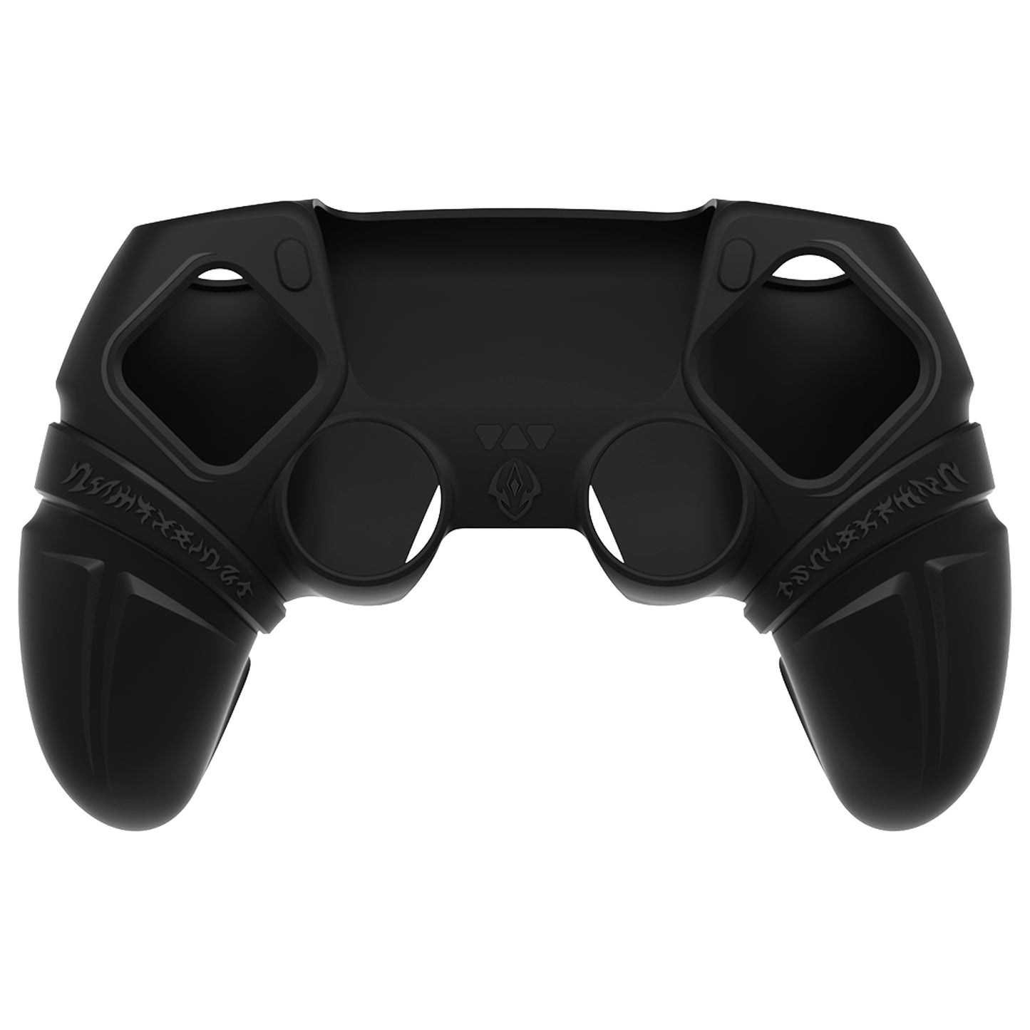 PlayVital Runes Edition Silicone Cover Skin for PS5 Controller with Thumb Grips & Touchpad Skin & D-pad Area Sticker, Compatible with PS5 Charging Dock - Black - FVEPFP001 PlayVital