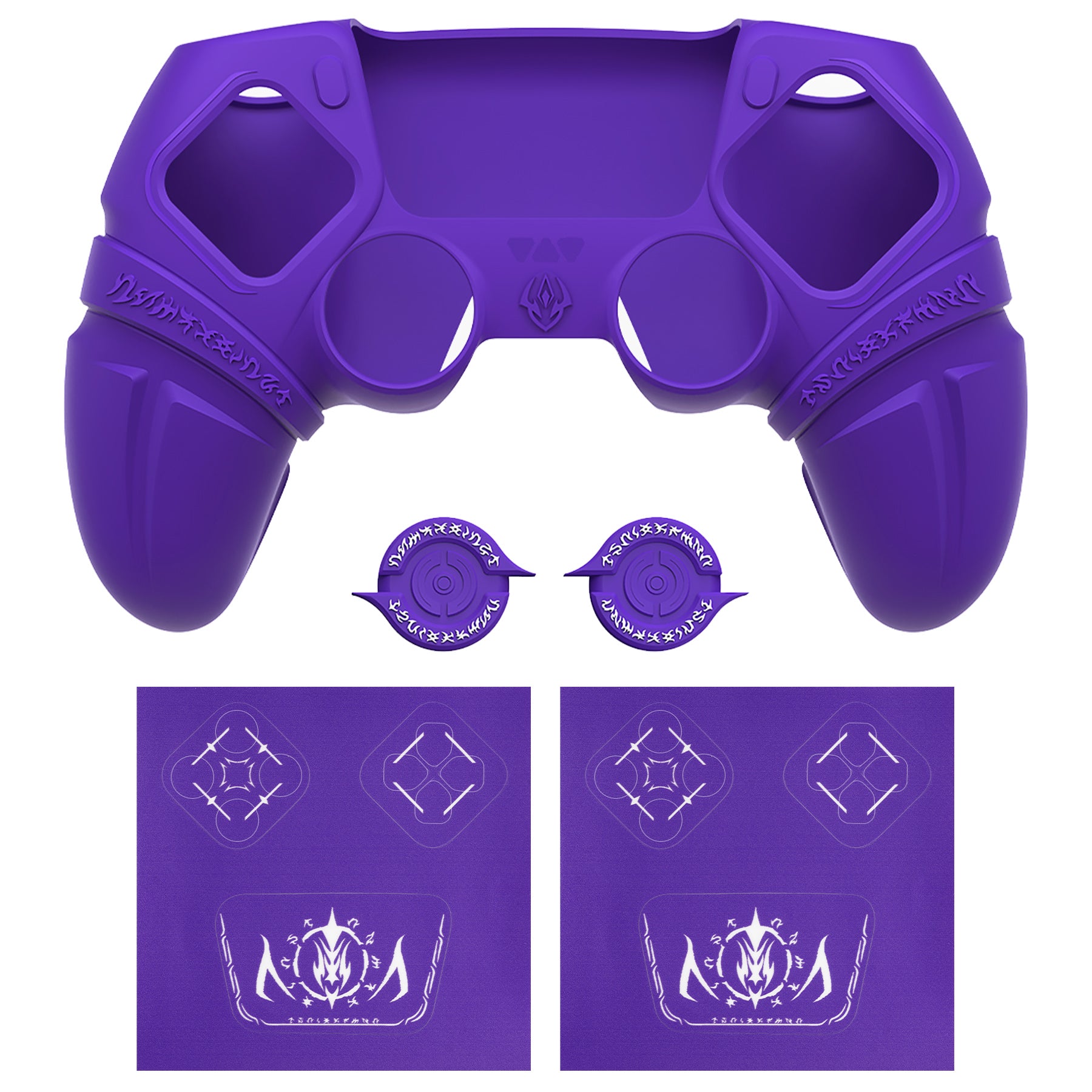 PlayVital Runes Edition Silicone Cover Skin for PS5 Controller with Thumb Grips & Touchpad Skin & D-pad Area Sticker, Compatible with PS5 Charging Dock - Black - FVEPFP001 (Copy) PlayVital