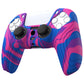 PlayVital Samurai Edition Anti-Slip Silicone Cover Skin with Thumb Grip Caps for PS5 Wireless Controller - Pink & Purple & Blue - BWPF015 PlayVital