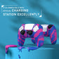 PlayVital Samurai Edition Anti-Slip Silicone Cover Skin with Thumb Grip Caps for PS5 Wireless Controller - Pink & Purple & Blue - BWPF015 PlayVital