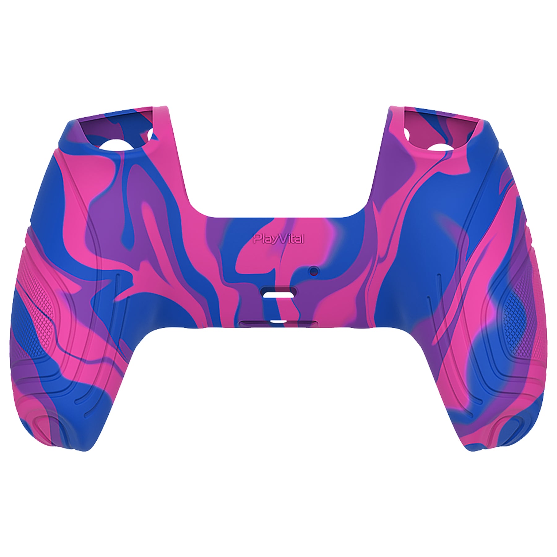 PlayVital Samurai Edition Anti-Slip Silicone Cover Skin with Thumb Grip Caps for PS5 Wireless Controller - Pink & Purple & Blue - BWPF015 PlayVital