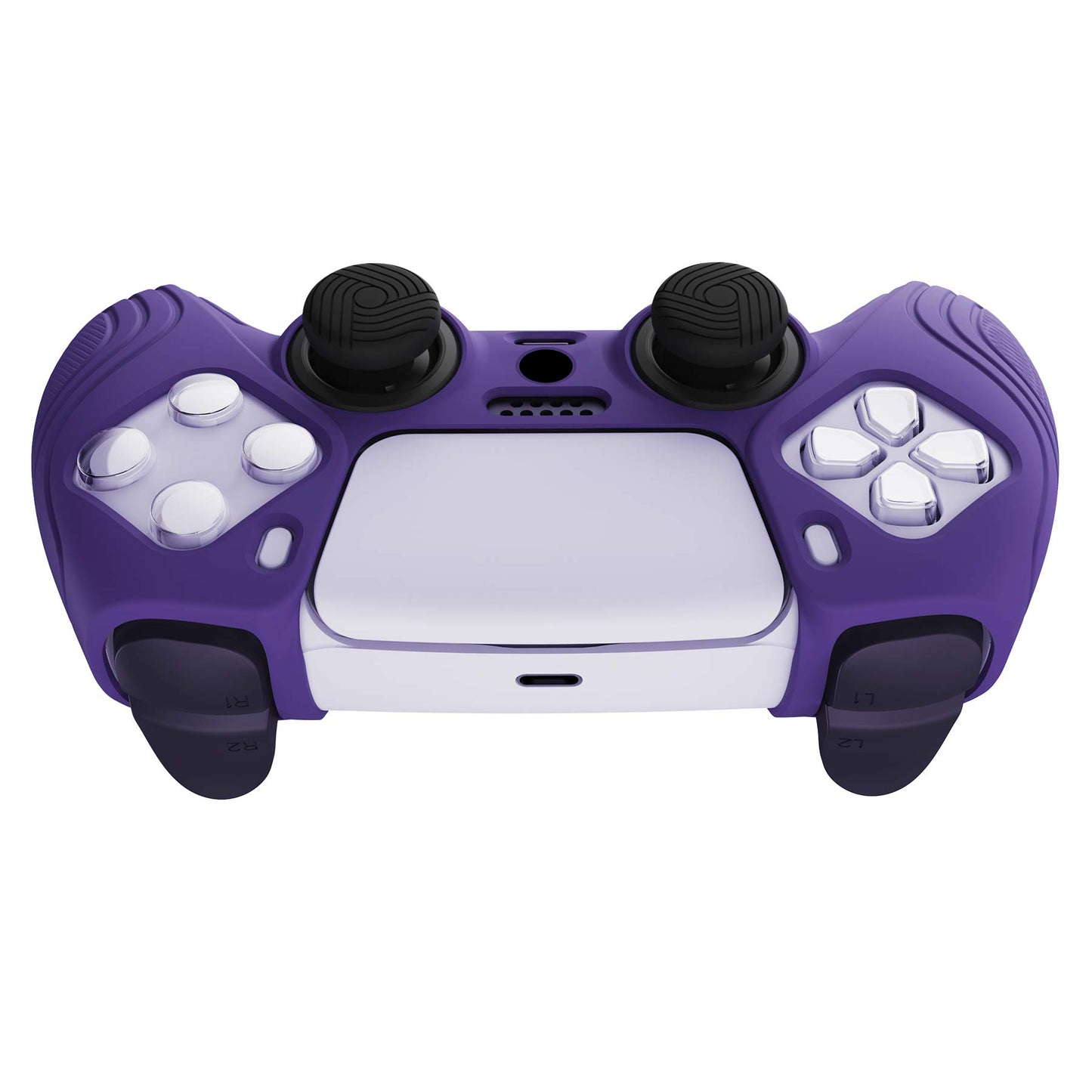 PlayVital Samurai Edition Anti-Slip Silicone Cover Skin with Thumb Grip Caps for PS5 Wireless Controller - Purple - BWPF007 PlayVital