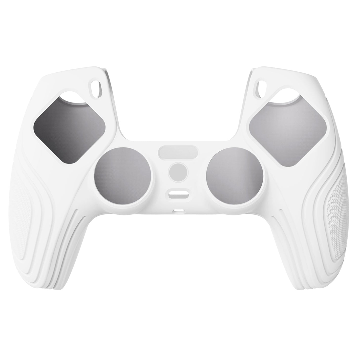 PlayVital Samurai Edition Anti-Slip Silicone Cover Skin with Thumb Grip Caps for PS5 Wireless Controller - White - BWPF002 PlayVital