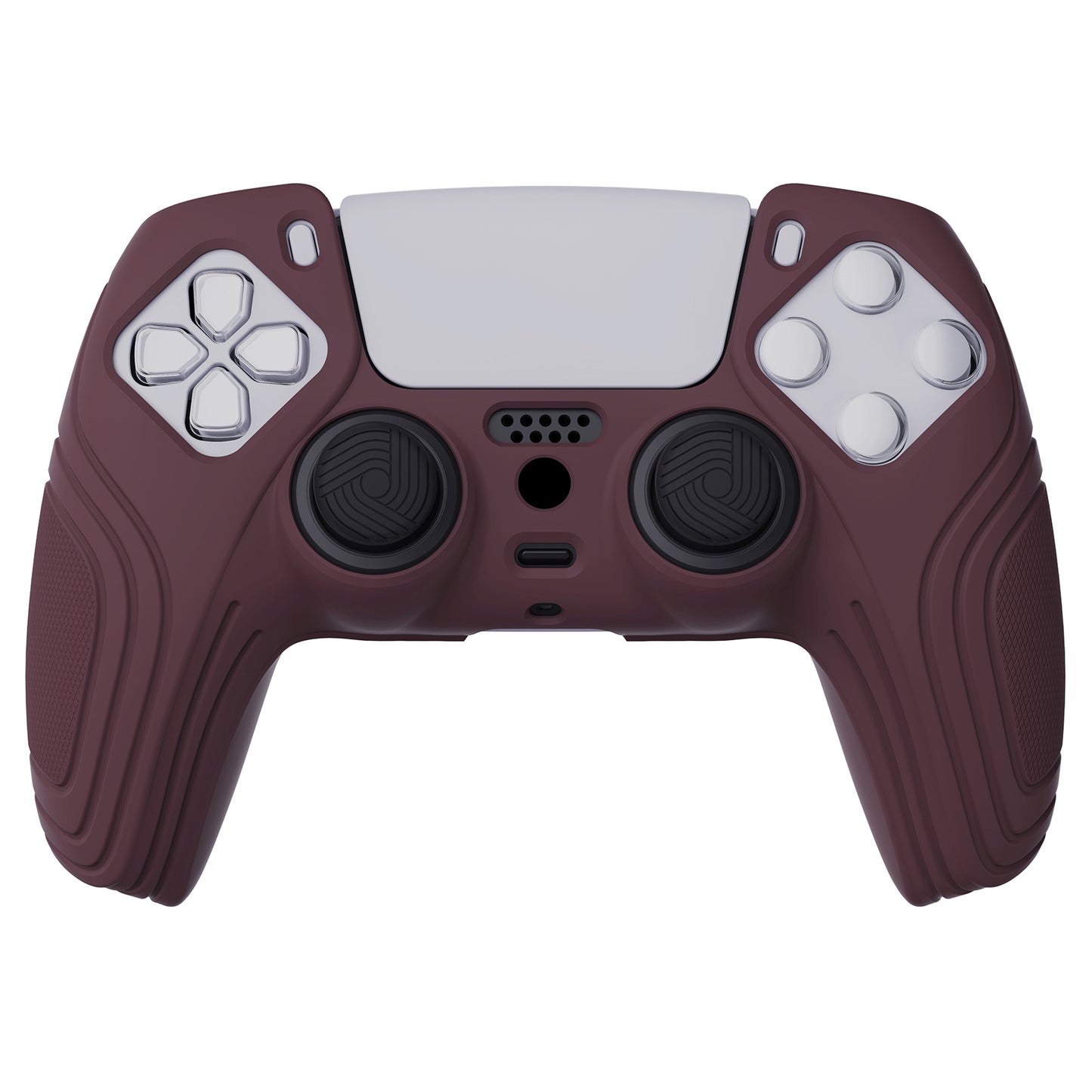 PlayVital Samurai Edition Anti-Slip Silicone Cover Skin with Thumb Grip Caps for PS5 Wireless Controller - Wine Red - BWPF011 PlayVital