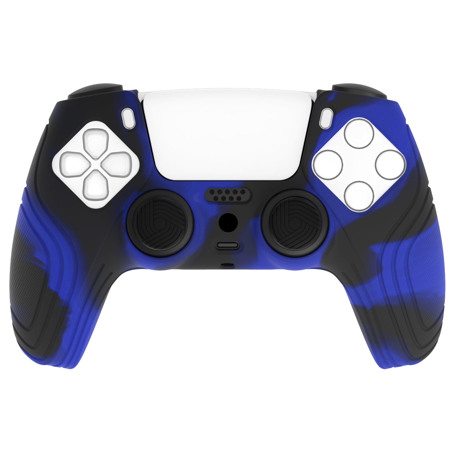 PlayVital Samurai Edition Anti-Slip Silicone Cover Skin with Thumb Grip Caps for PS5 Wireless Controller - Blue & Black PlayVital