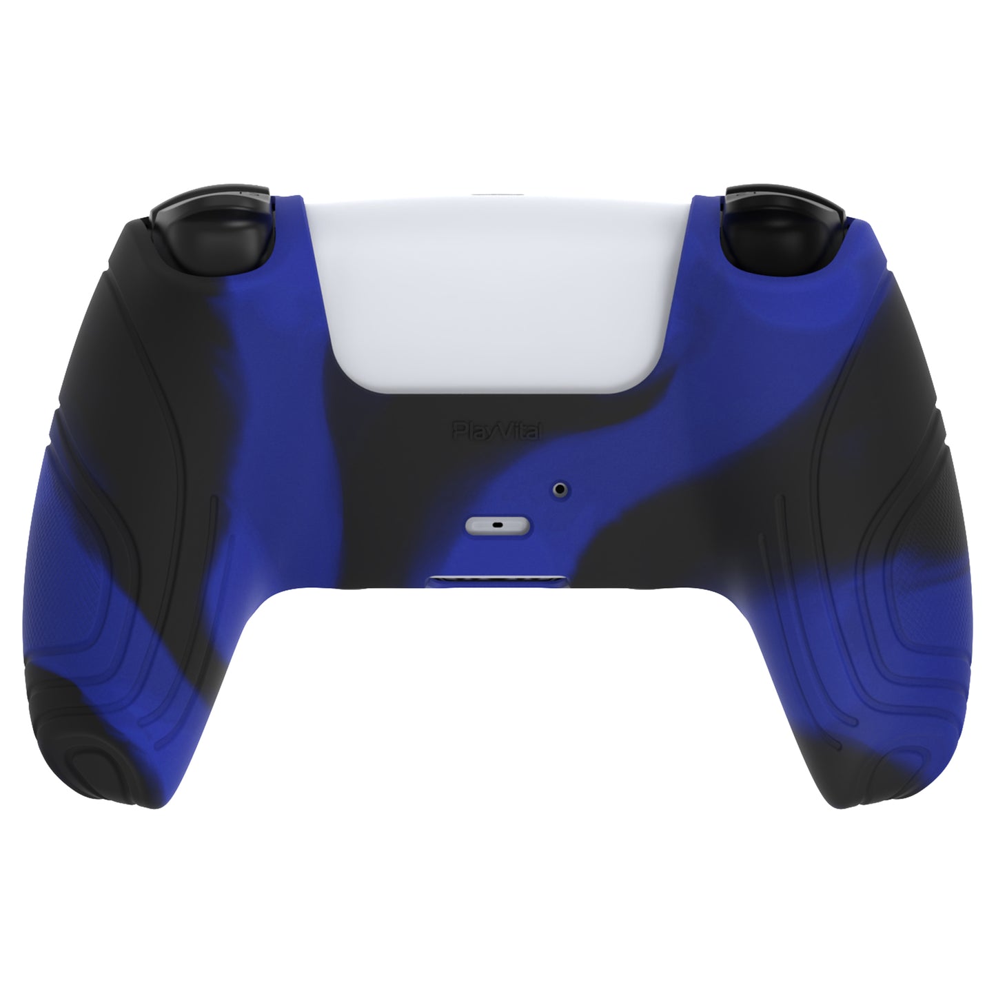 PlayVital Samurai Edition Anti-Slip Silicone Cover Skin with Thumb Grip Caps for PS5 Wireless Controller - Blue & Black PlayVital