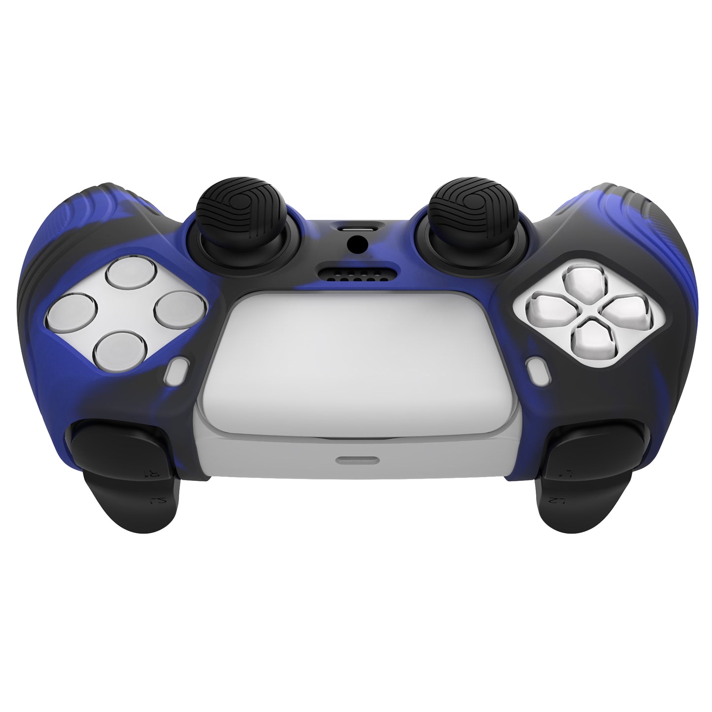 PlayVital Samurai Edition Anti-Slip Silicone Cover Skin with Thumb Grip Caps for PS5 Wireless Controller - Blue & Black PlayVital