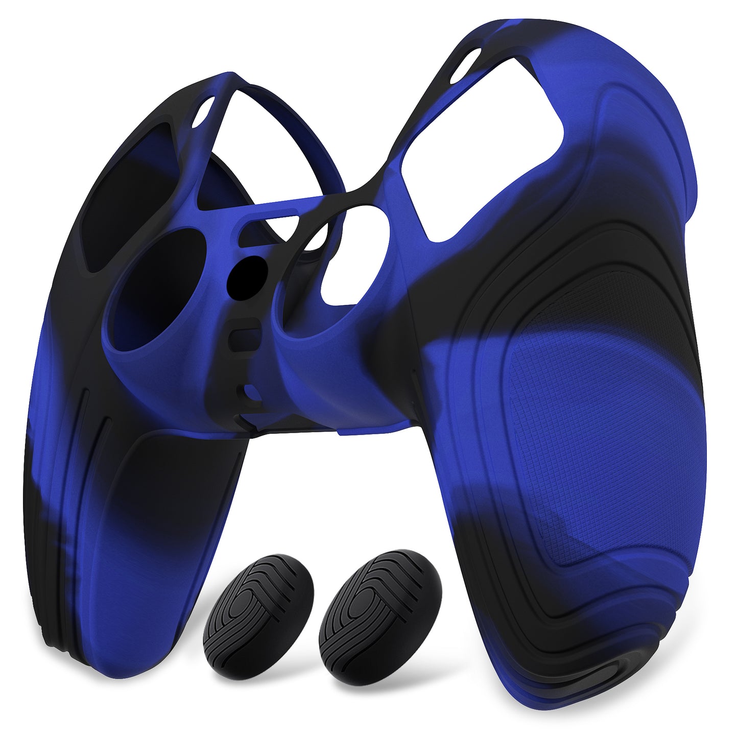 PlayVital Samurai Edition Anti-Slip Silicone Cover Skin with Thumb Grip Caps for PS5 Wireless Controller - Blue & Black PlayVital