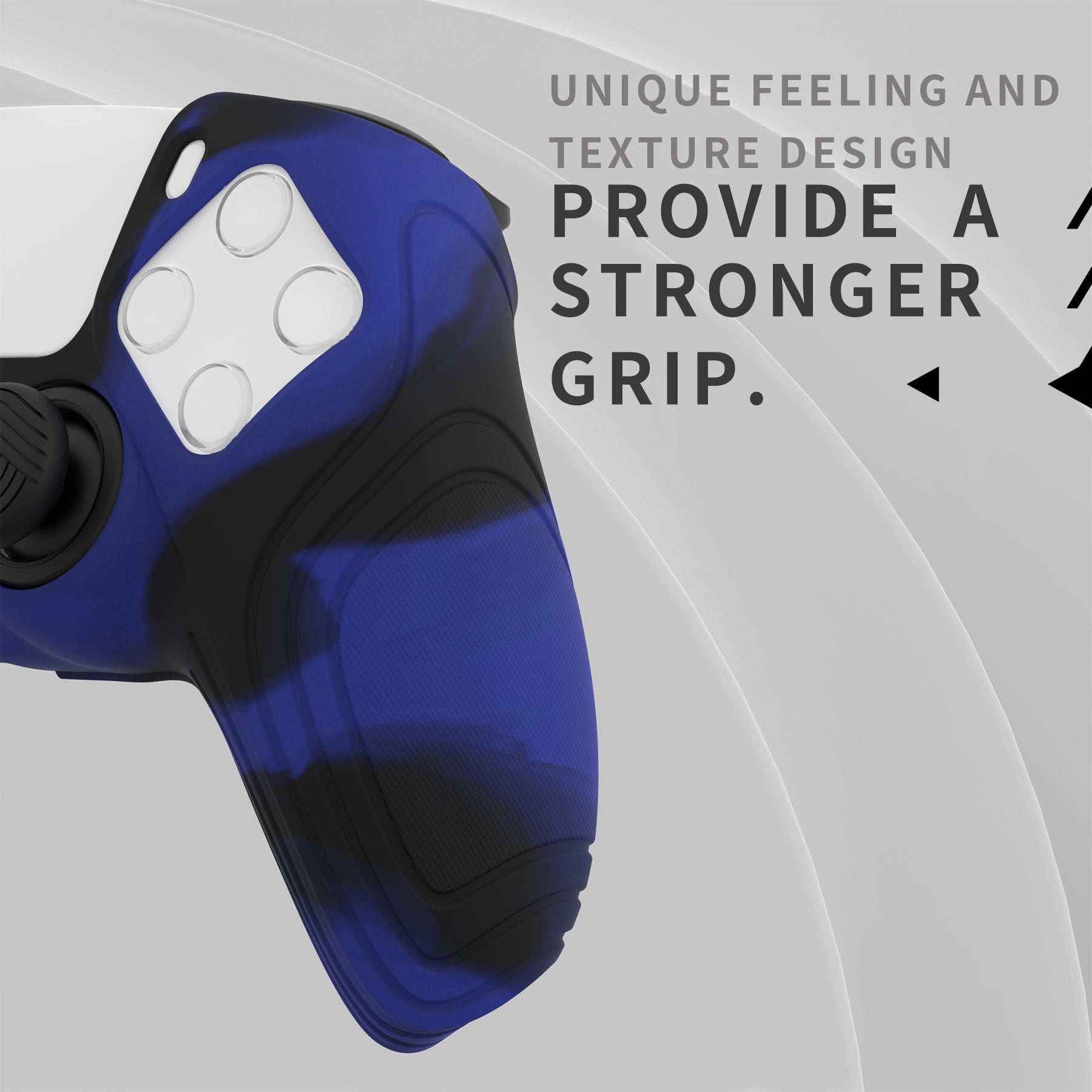 PlayVital Samurai Edition Anti-Slip Silicone Cover Skin with Thumb Grip Caps for PS5 Wireless Controller - Blue & Black PlayVital