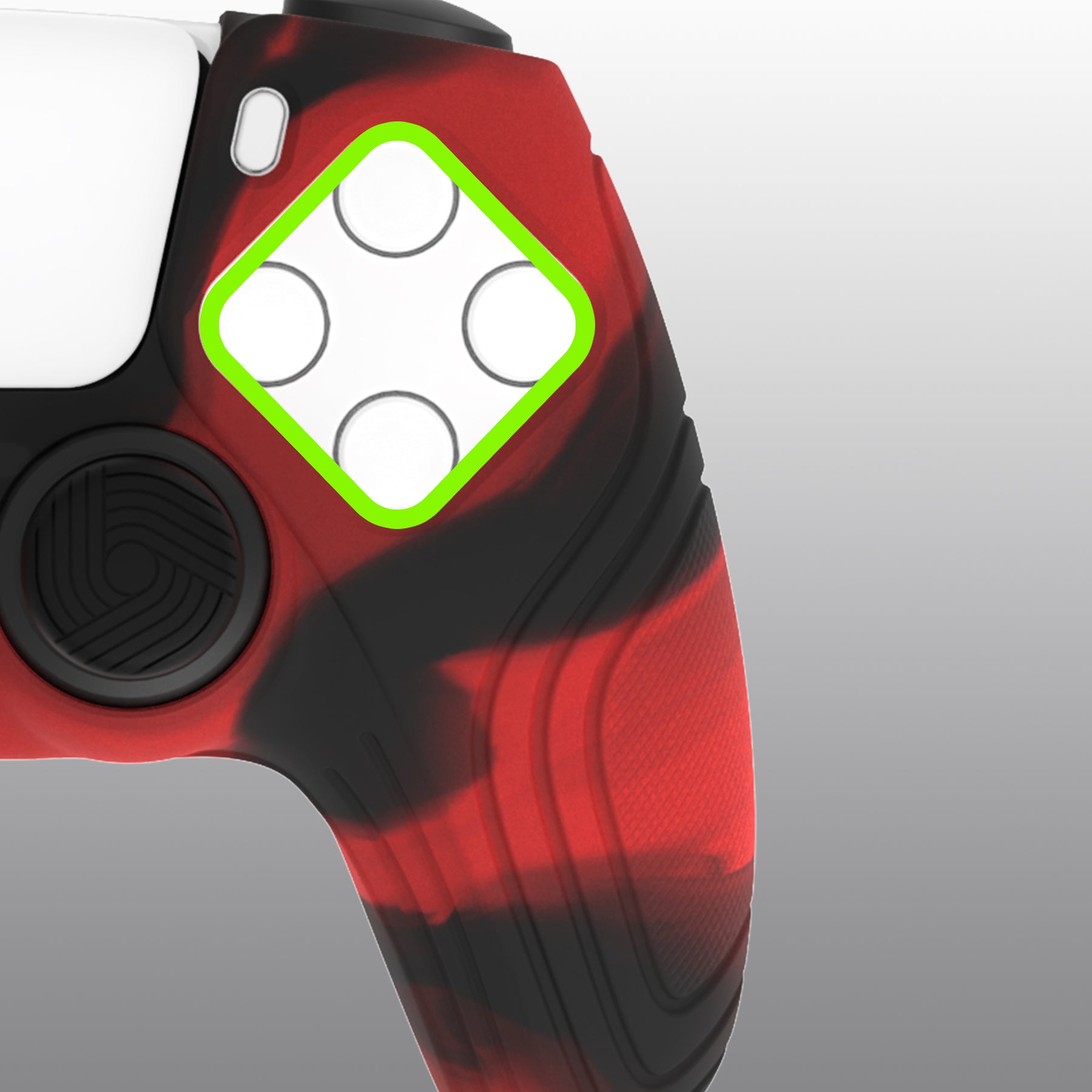 PlayVital Samurai Edition Anti-Slip Silicone Cover Skin with Thumb Grip Caps for PS5 Wireless Controller - Red & Black PlayVital