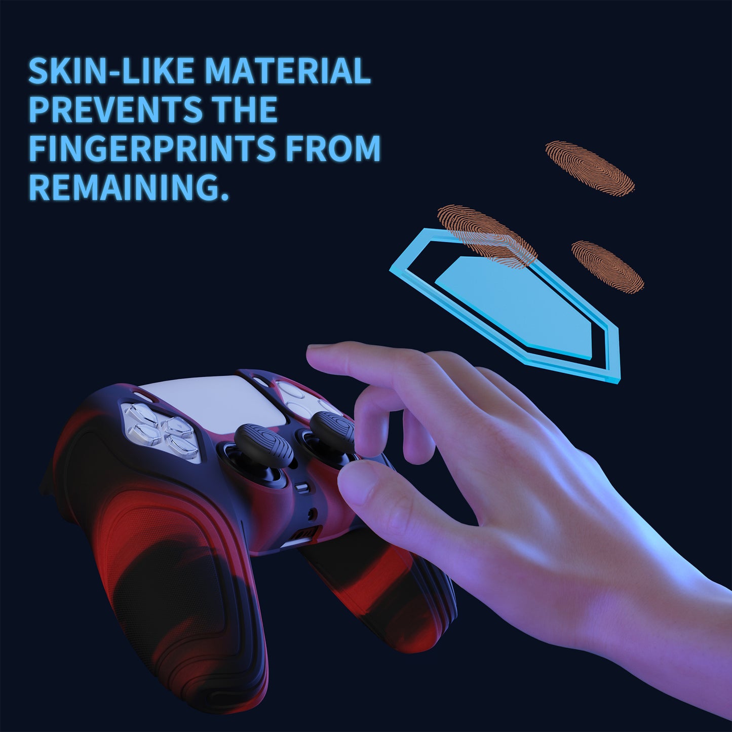 PlayVital Samurai Edition Anti-Slip Silicone Cover Skin with Thumb Grip Caps for PS5 Wireless Controller - Red & Black PlayVital