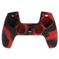 PlayVital Samurai Edition Anti-Slip Silicone Cover Skin with Thumb Grip Caps for PS5 Wireless Controller - Red & Black PlayVital