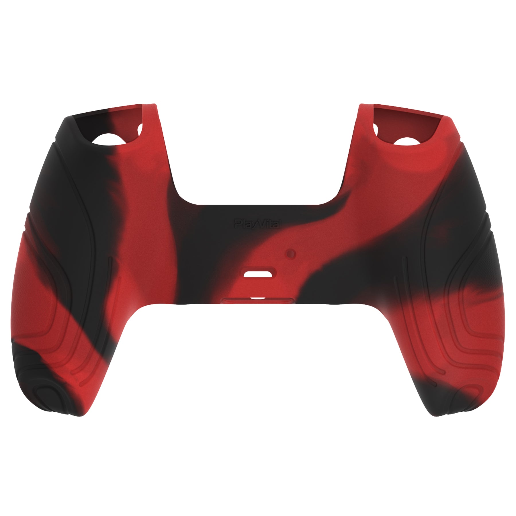 PlayVital Samurai Edition Anti-Slip Silicone Cover Skin with Thumb Grip Caps for PS5 Wireless Controller - Red & Black PlayVital