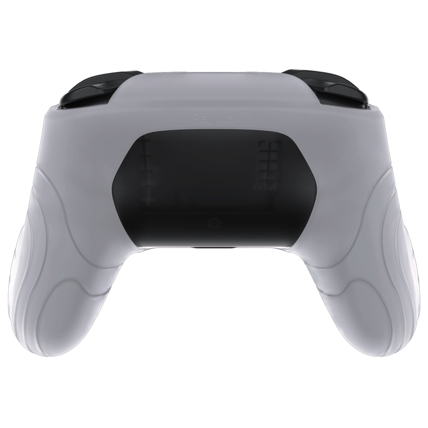 PlayVital Samurai Edition Ergonomic Anti-slip Silicone Skin Protective Case with Thumb Grip Caps for Nintendo Switch Pro Controller - Clear White - EBNPP008 PlayVital