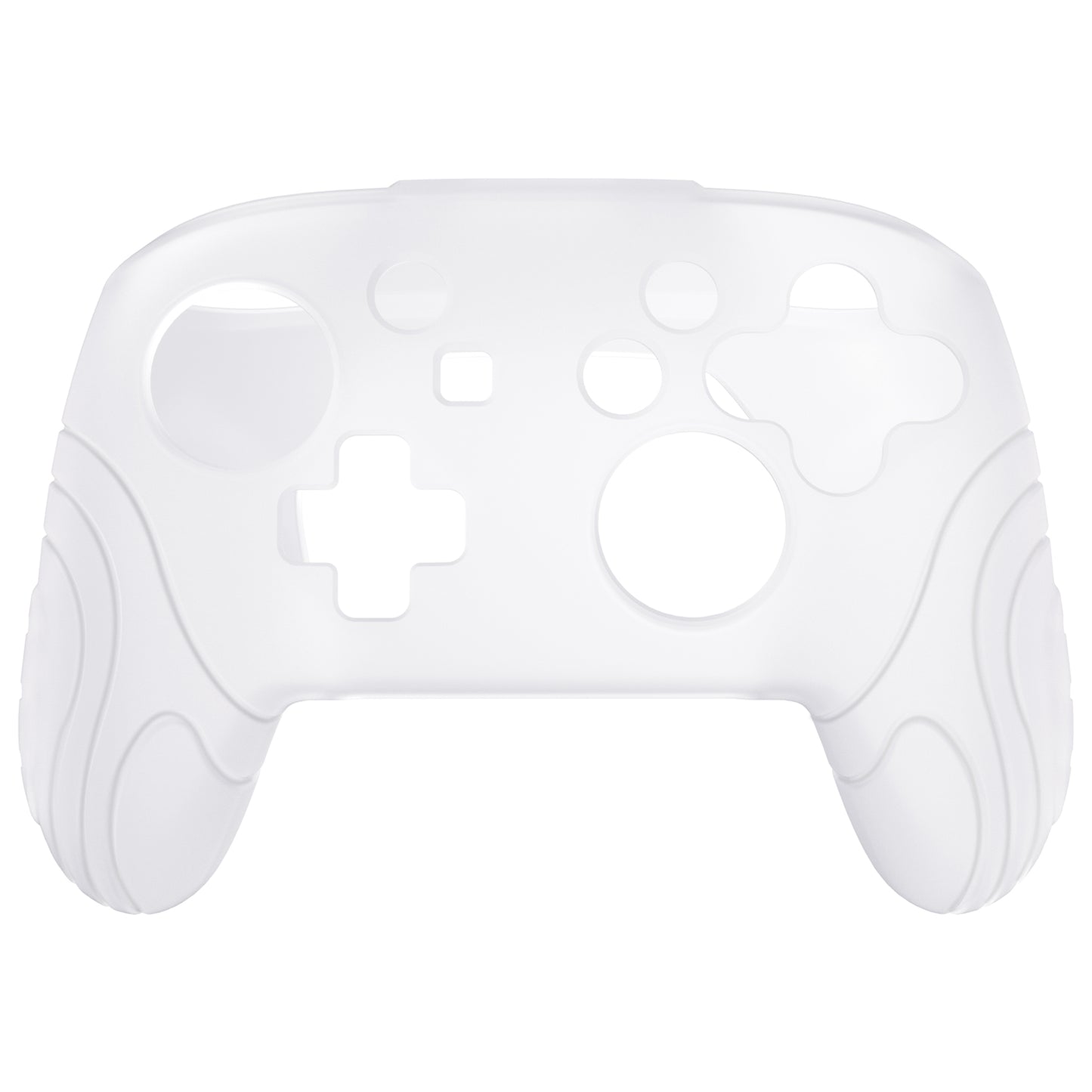 PlayVital Samurai Edition Ergonomic Anti-slip Silicone Skin Protective Case with Thumb Grip Caps for Nintendo Switch Pro Controller - Clear White - EBNPP008 PlayVital