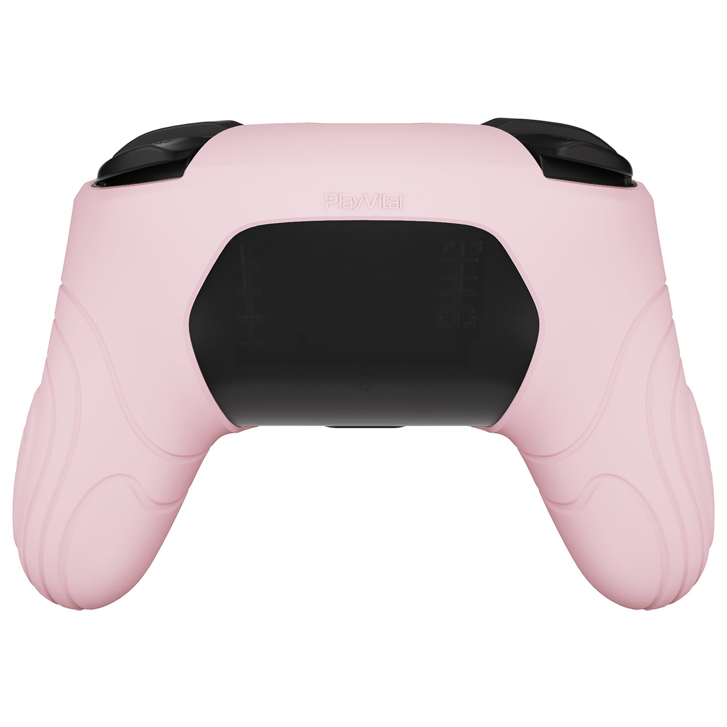 PlayVital Samurai Edition Ergonomic Anti-slip Silicone Skin Protective Case with Thumb Grip Caps for Nintendo Switch Pro Controller - Cherry Blossoms Pink - EBNPP011 PlayVital