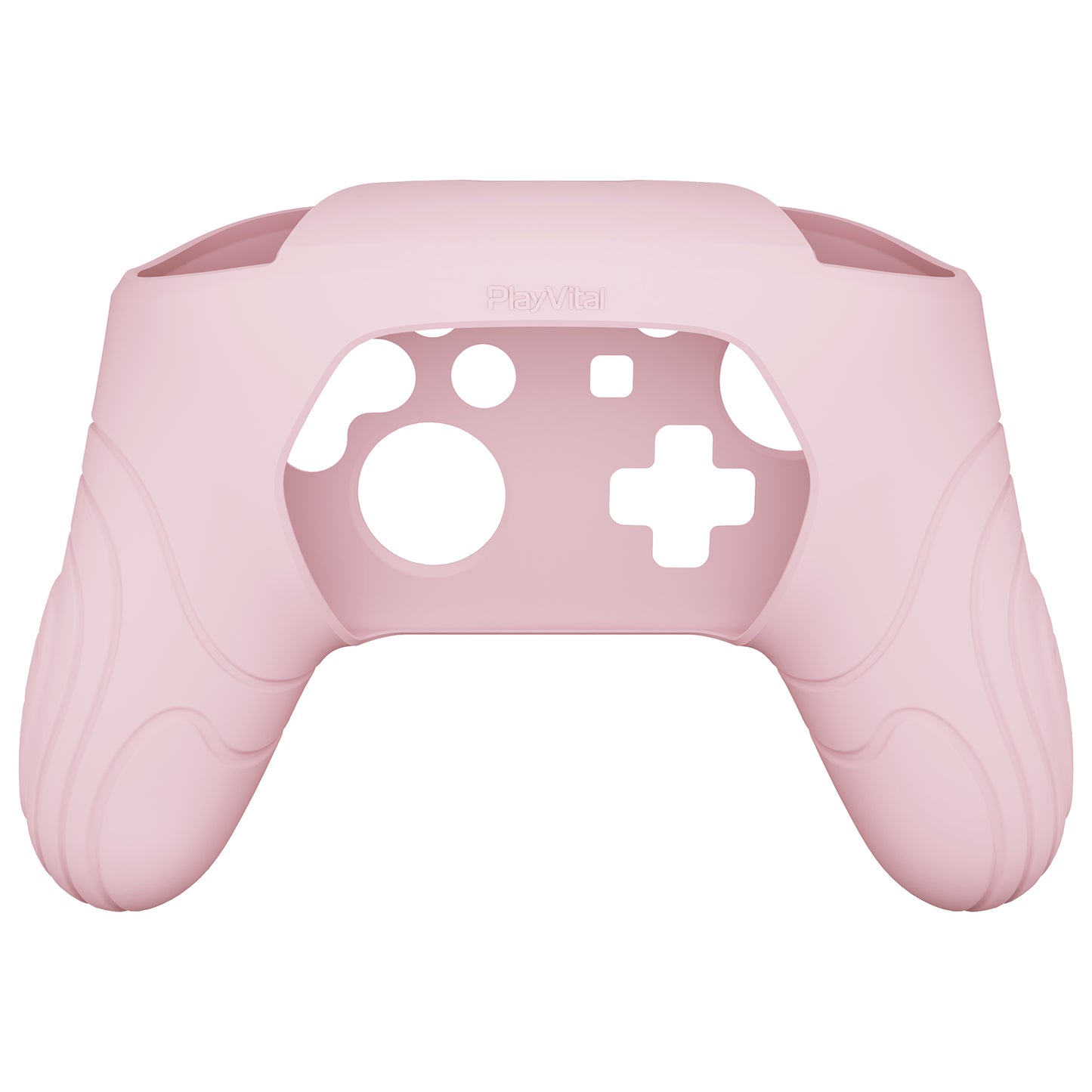 PlayVital Samurai Edition Ergonomic Anti-slip Silicone Skin Protective Case with Thumb Grip Caps for Nintendo Switch Pro Controller - Cherry Blossoms Pink - EBNPP011 PlayVital