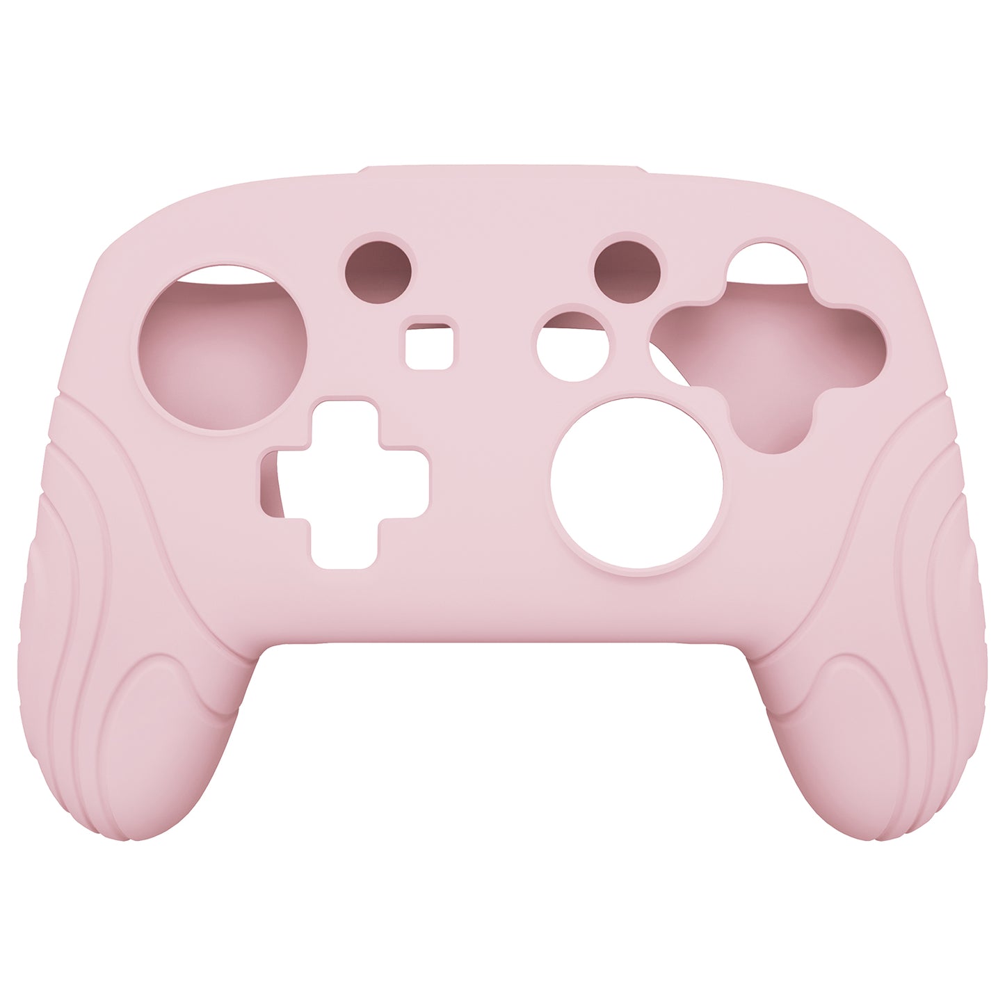 PlayVital Samurai Edition Ergonomic Anti-slip Silicone Skin Protective Case with Thumb Grip Caps for Nintendo Switch Pro Controller - Cherry Blossoms Pink - EBNPP011 PlayVital