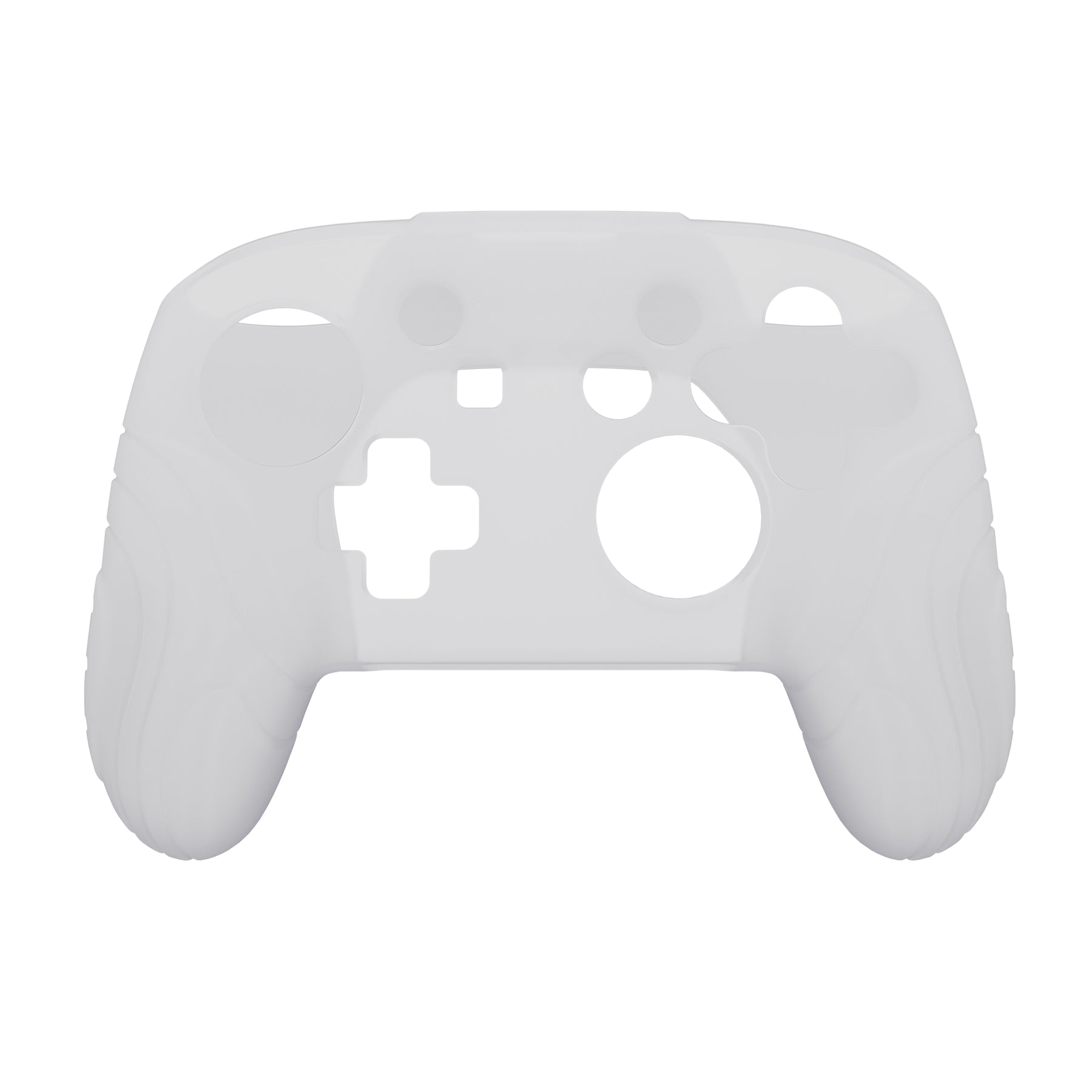 PlayVital Samurai Edition Ergonomic Silicone Skin Protective Case for Nintendo Switch Pro Controller, Soft Anti-slip Controller Grip Protector for Nintendo Switch Pro with Thumb Grip Caps - Clear White - EBNPP008 PlayVital