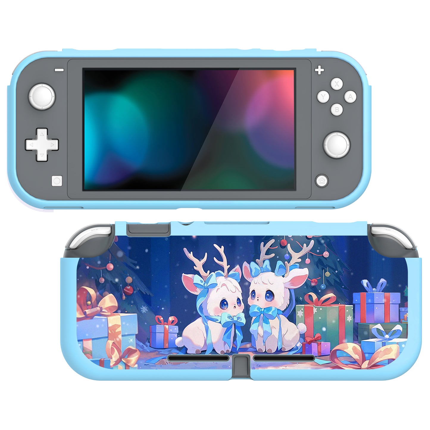PlayVital Santa Deer Custom Protective Case for NS Switch Lite, Soft TPU Slim Case Cover for NS Switch Lite - LTU6030 PlayVital