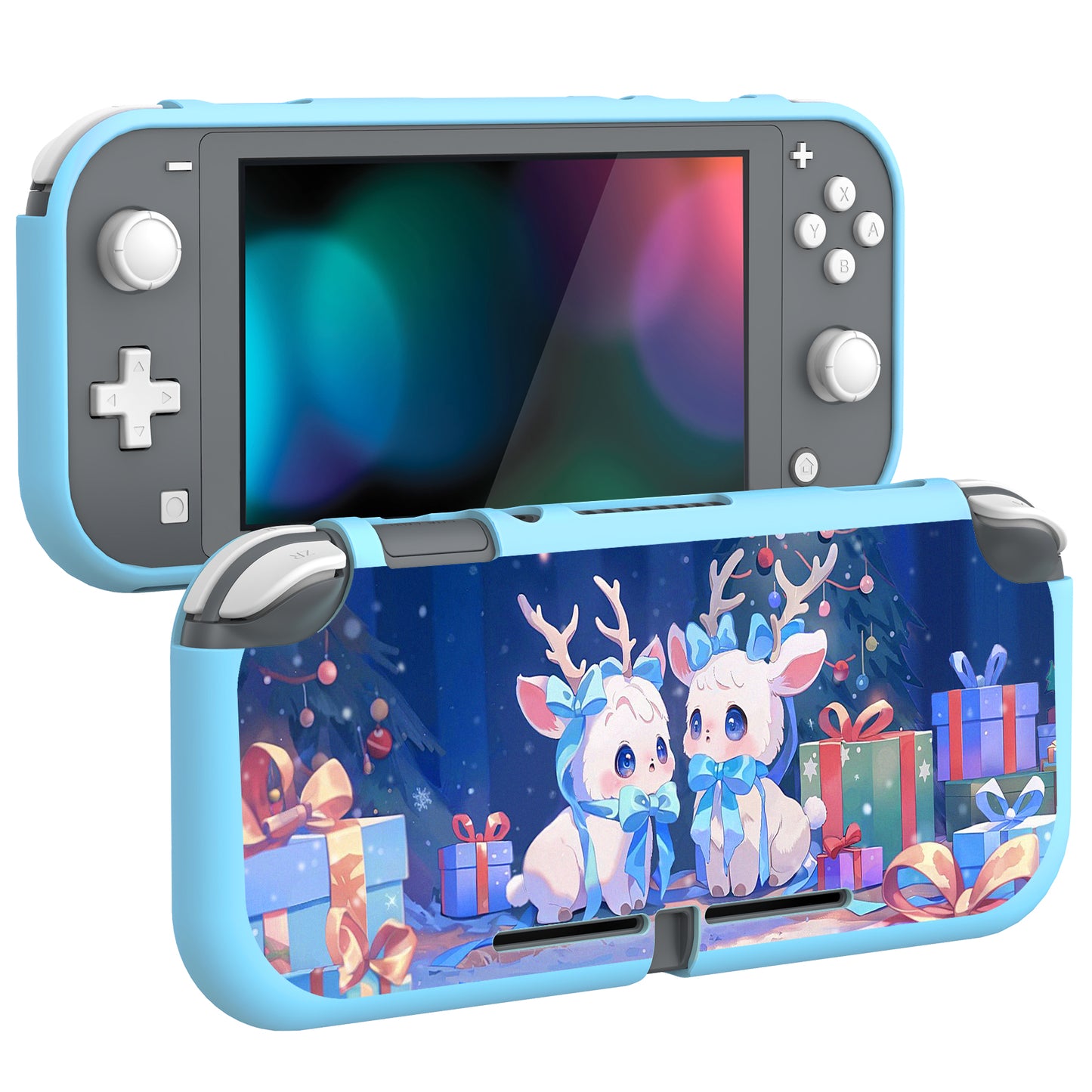 PlayVital Santa Deer Custom Protective Case for NS Switch Lite, Soft TPU Slim Case Cover for NS Switch Lite - LTU6030 PlayVital